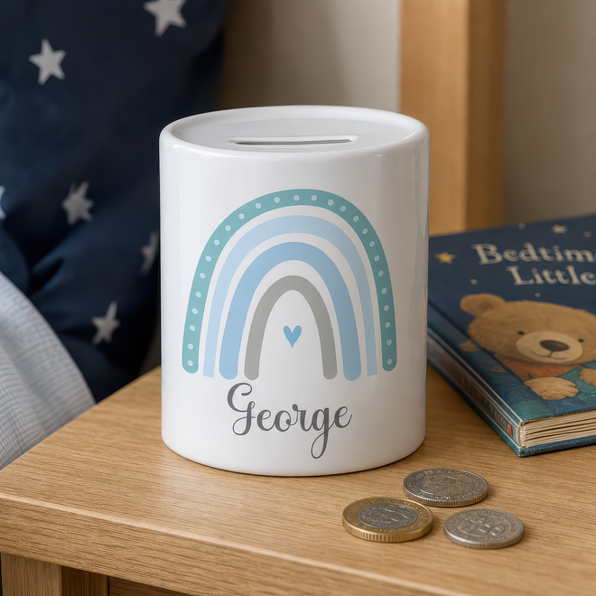Personalised Pastel Rainbow Money Box - alternative view