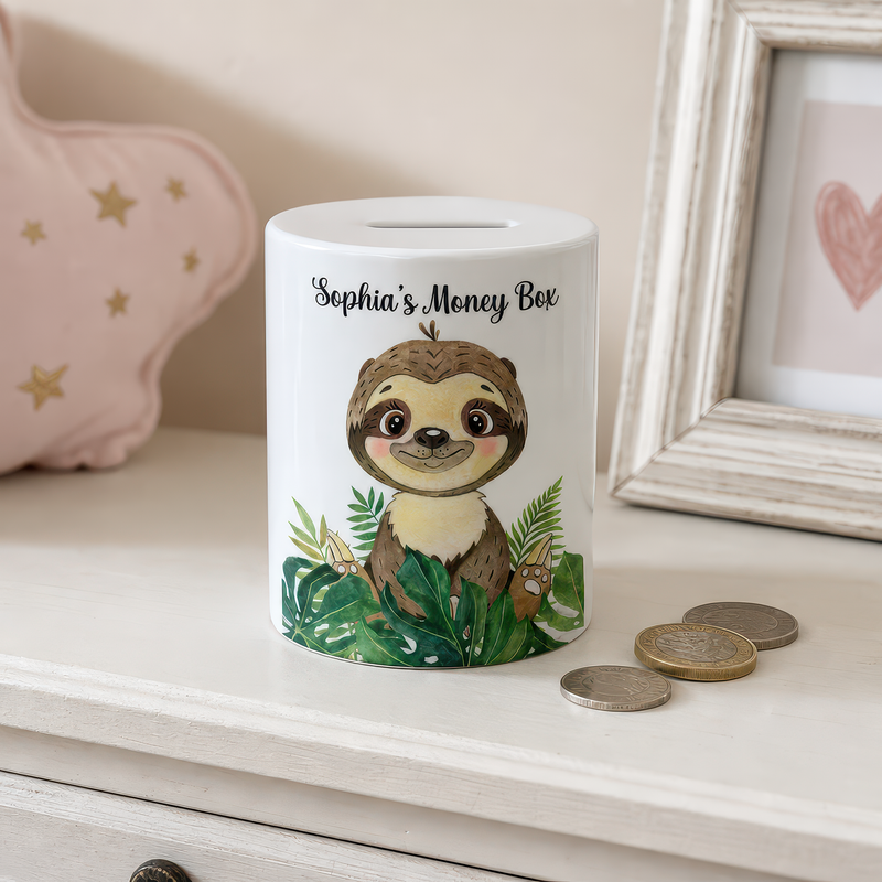 Personalised Children's Sloth Money Box - alternative view