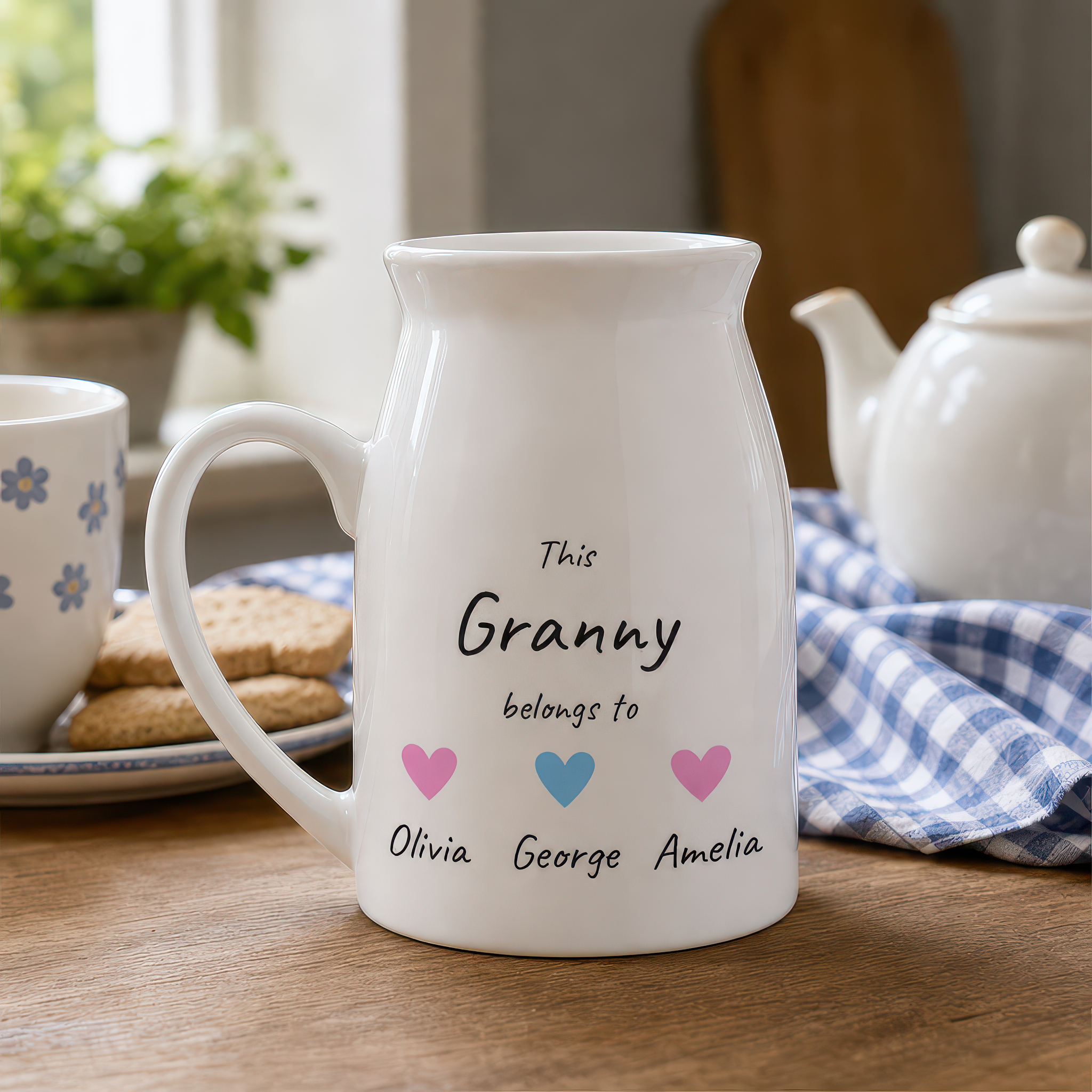 Personalised Granny Heart Milk Jug Vase with Names - alternative view