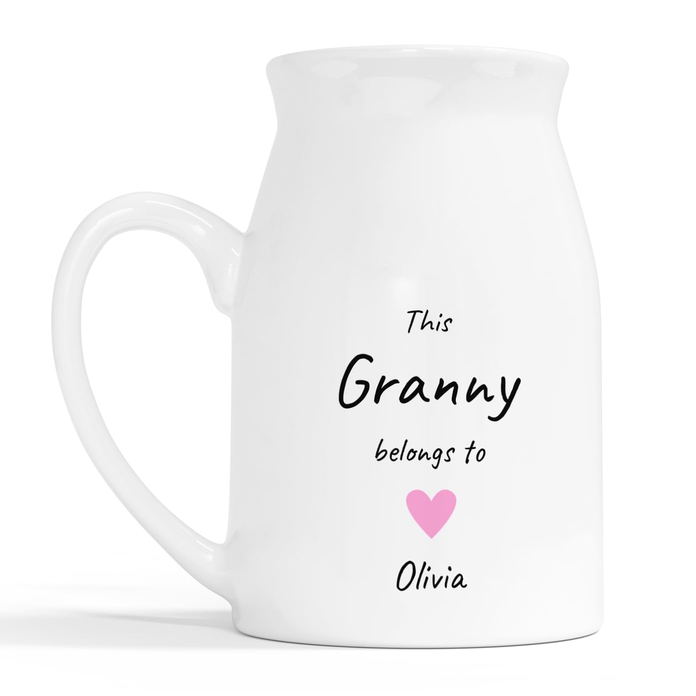 Personalised Granny Heart Milk Jug Vase with Names