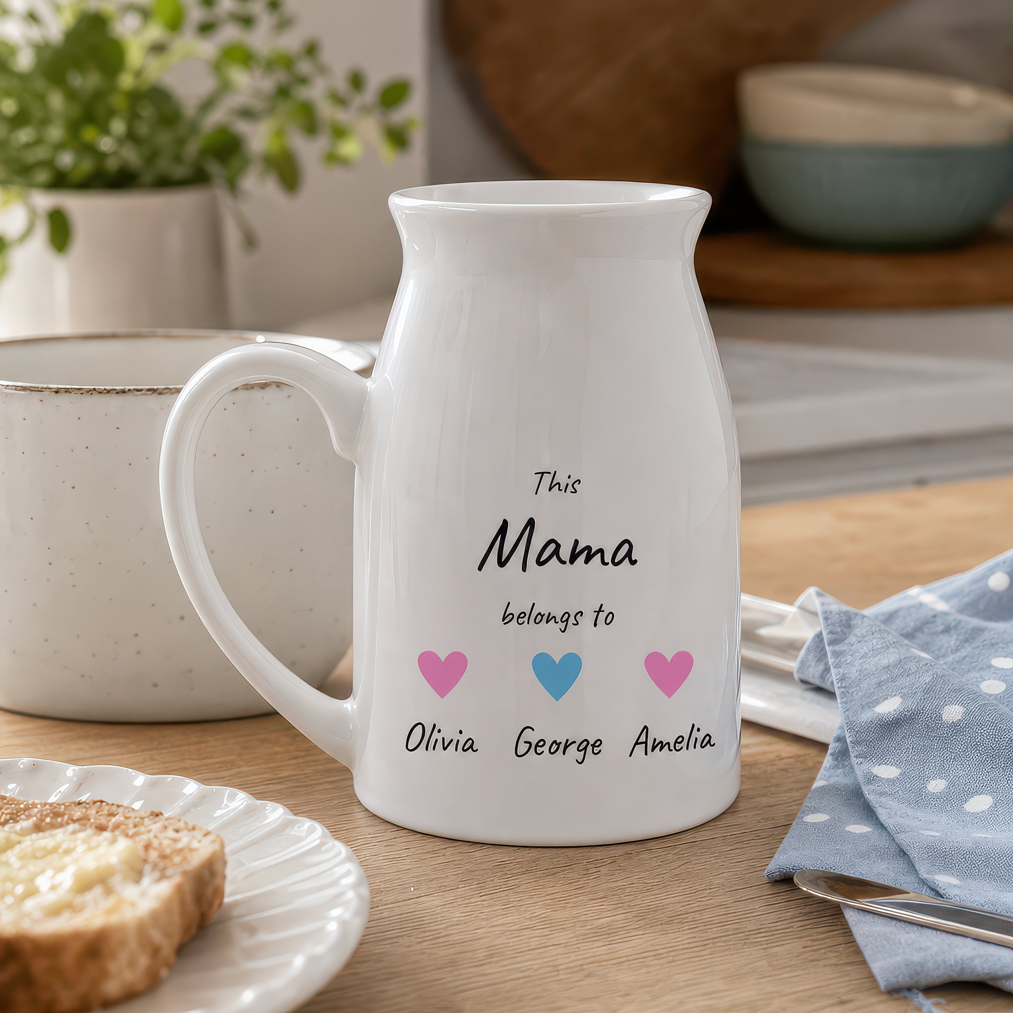 Personalised Mama Heart Milk Jug Vase with Names - alternative view