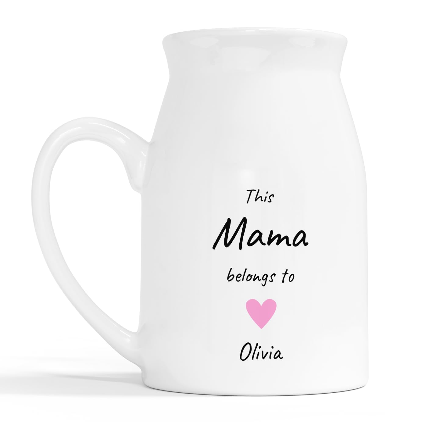 Personalised Mama Heart Milk Jug Vase with Names