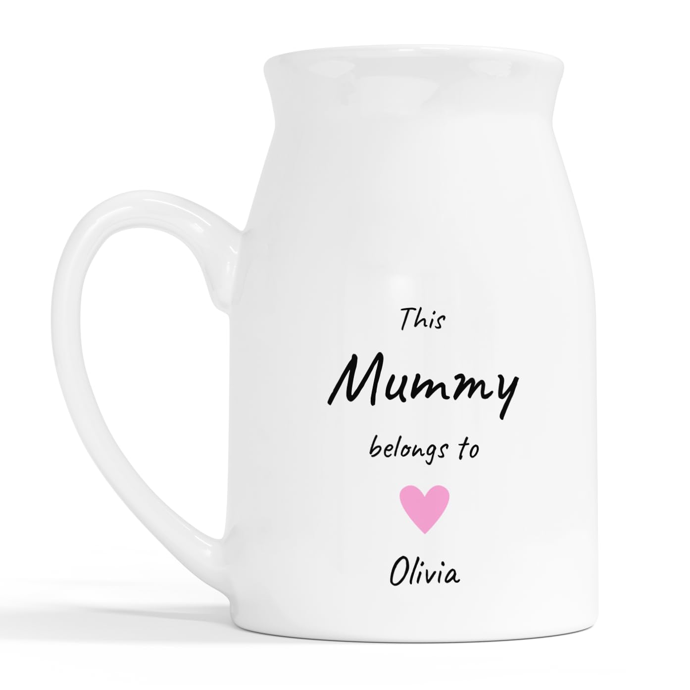 Personalised Mummy Heart Milk Jug Vase with Names