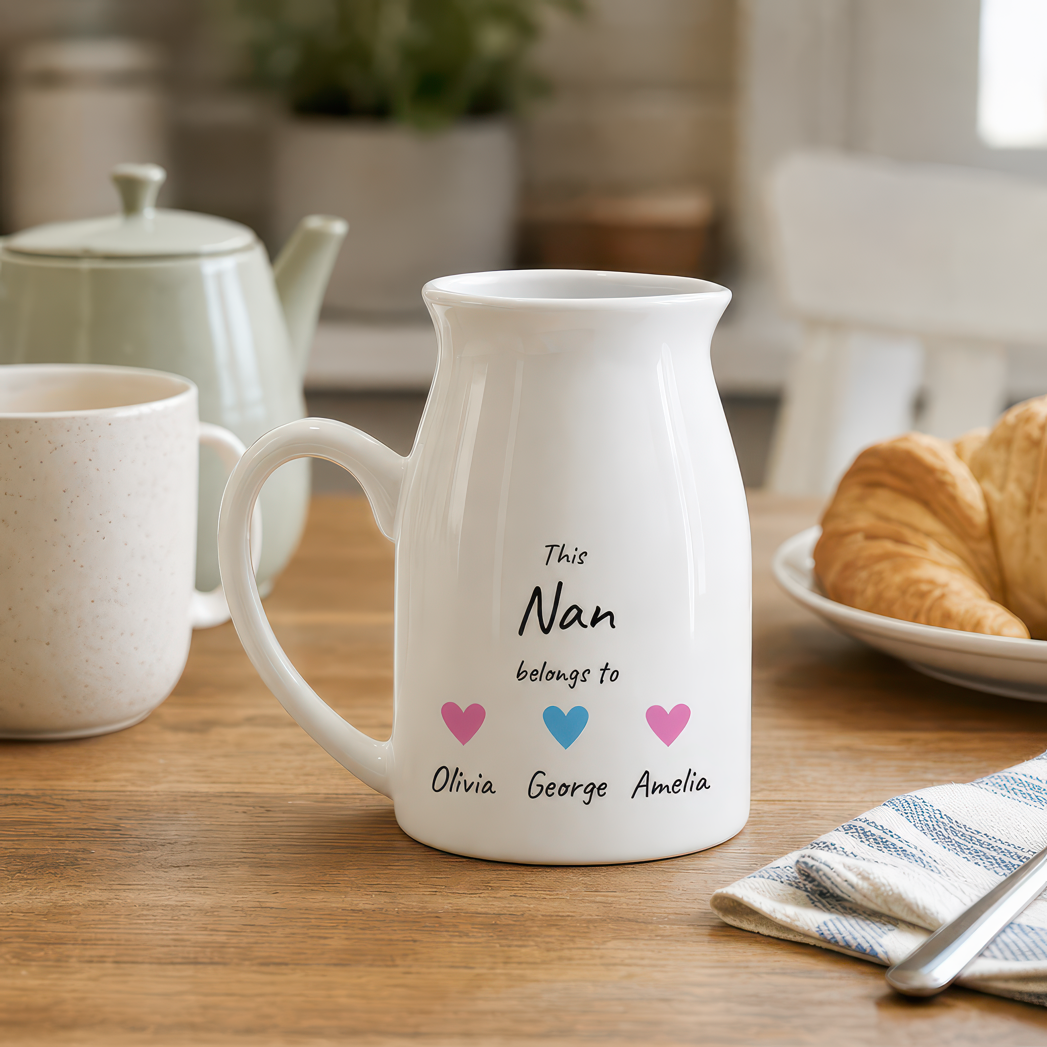 Personalised Nan Heart Milk Jug Vase with Names - alternative view
