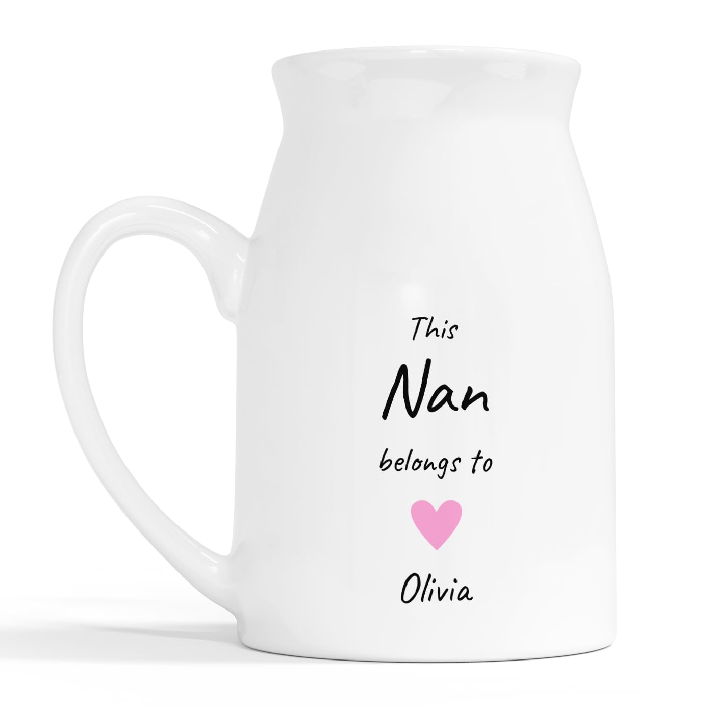 Personalised Nan Heart Milk Jug Vase with Names