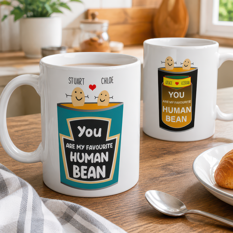 Personalised You Are My Favourite Human Bean Couples Mug