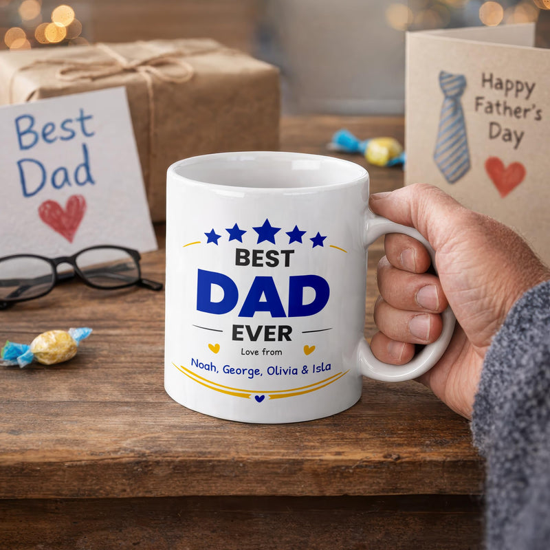 Personalised Best Dad Ever Ceramic Mug with Names
