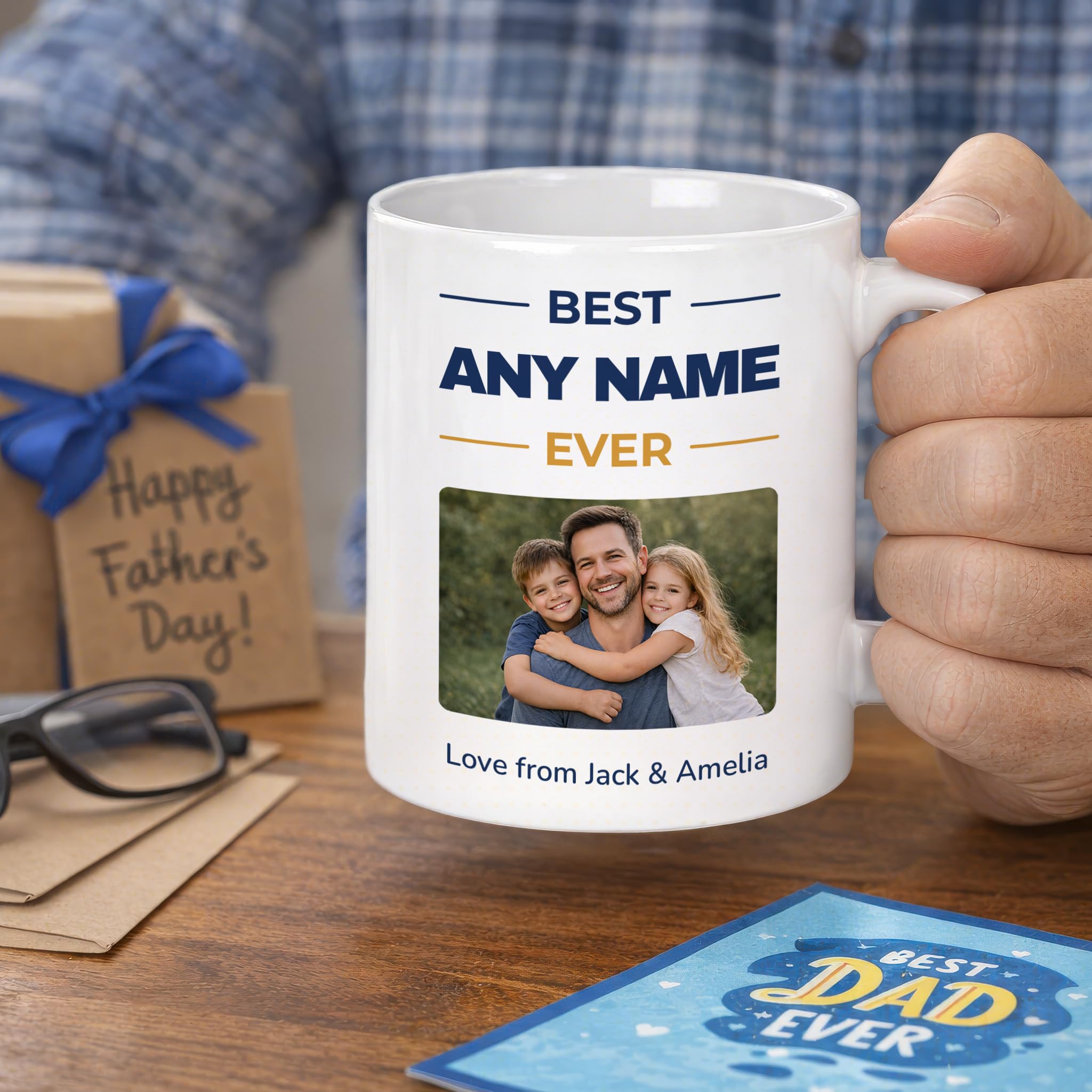 Personalised Best Ever Photo Mug with Title and Names