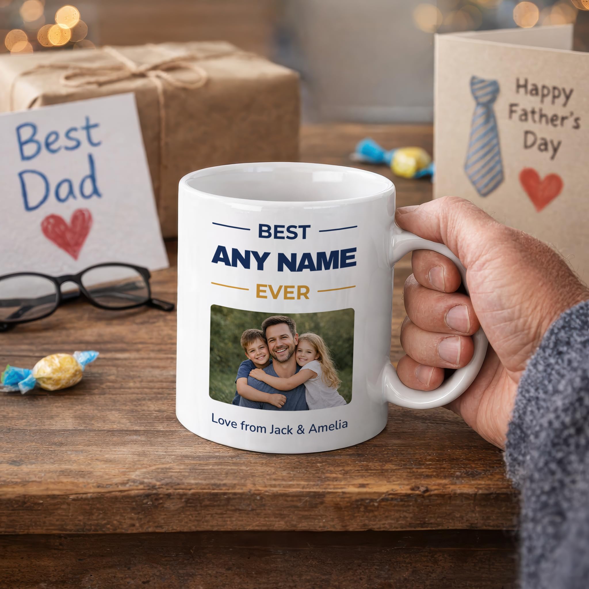 Personalised Best Ever Photo Mug with Title and Names