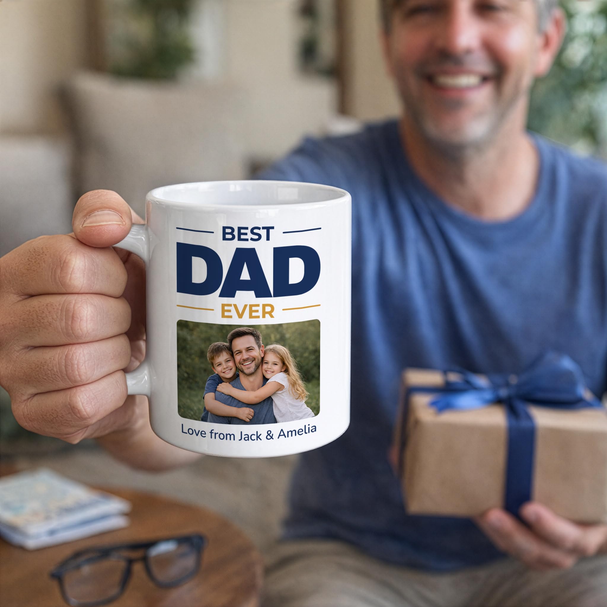 Personalised Best Dad Ever Photo Mug with Names
