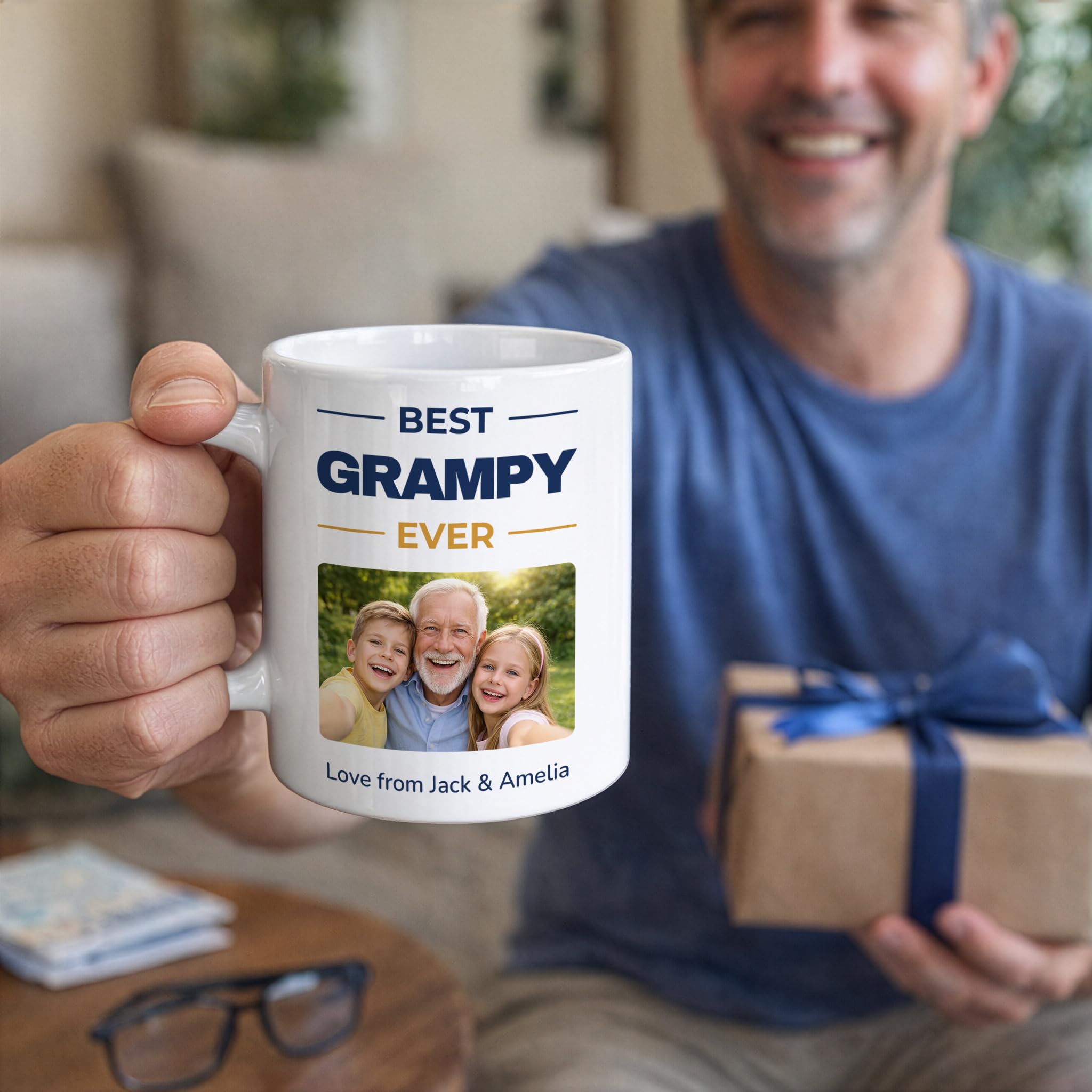 Personalised Best Grampy Ever Photo Mug with Names