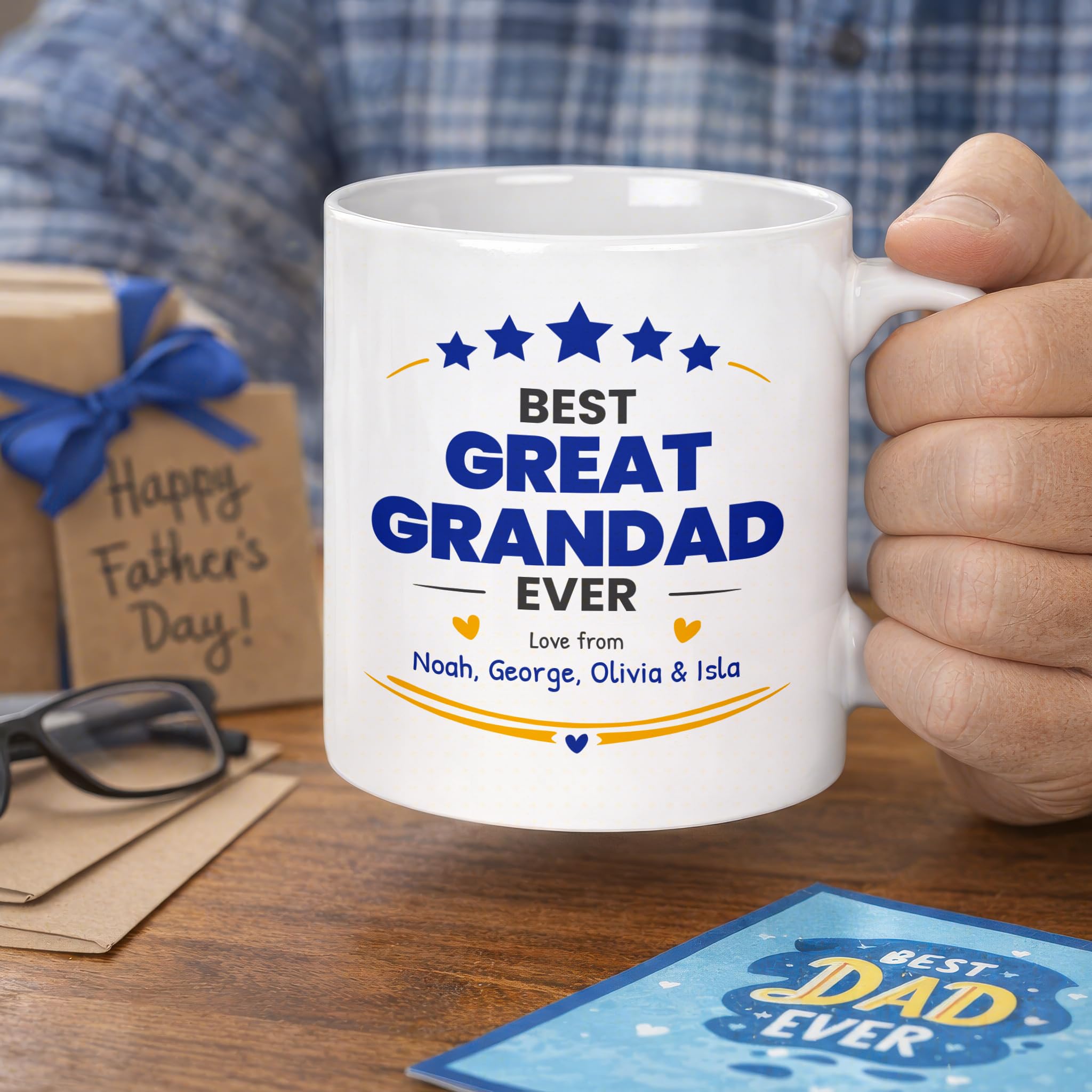 Personalised Best Great Grandad Ever Mug with Names