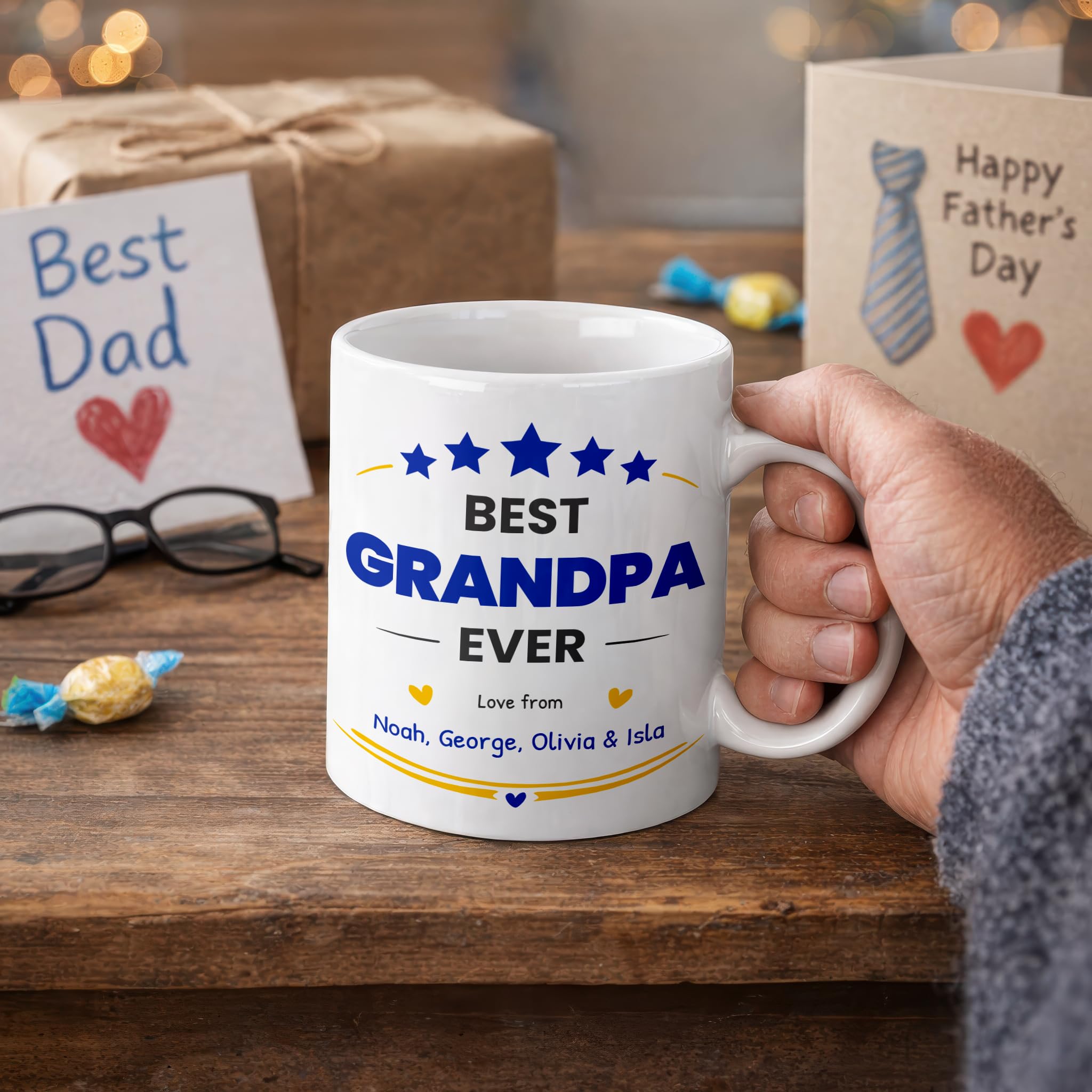Personalised Best Grandpa Ever Ceramic Mug with Names