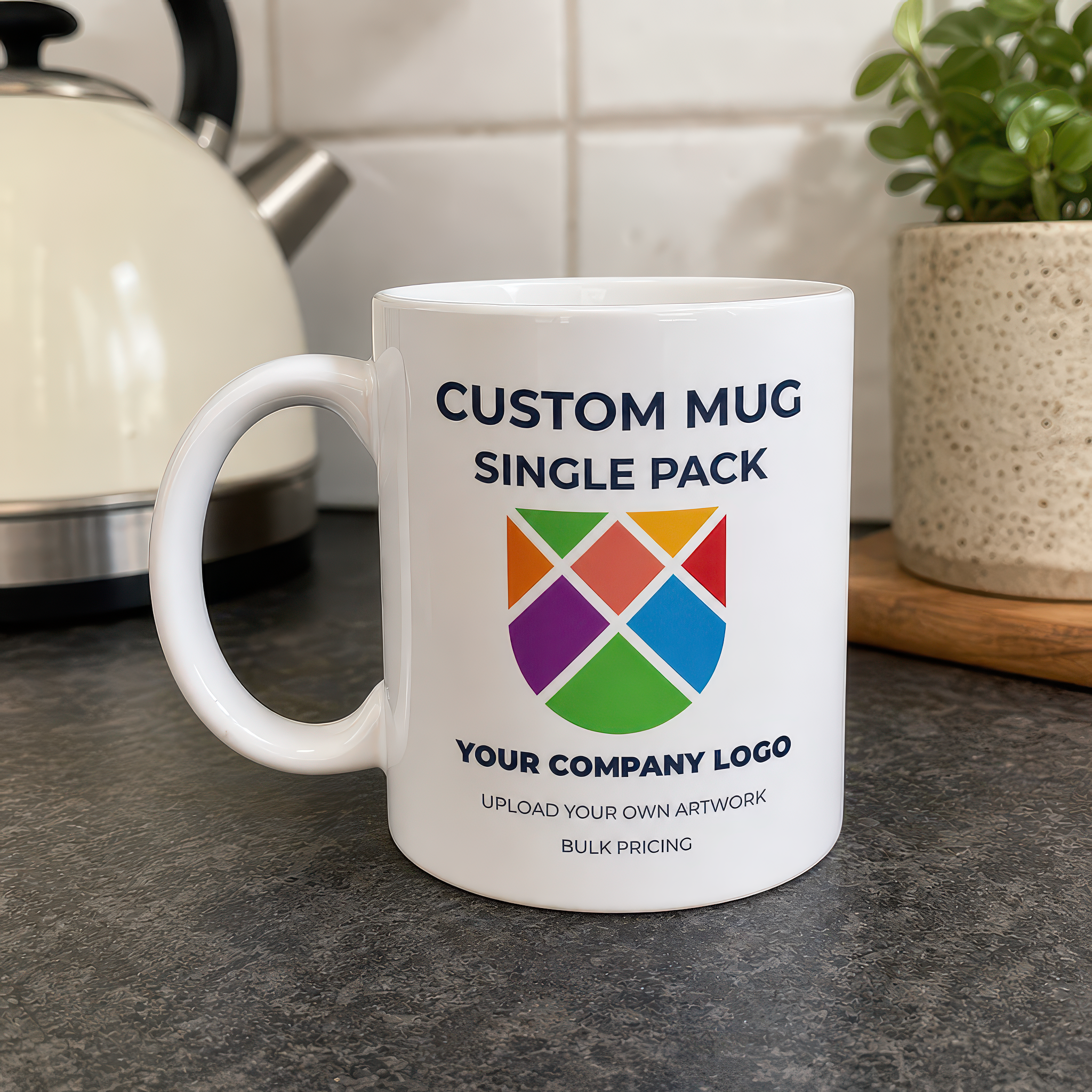Personalised Company Logo Ceramic Mug with Artwork Upload - alternative view