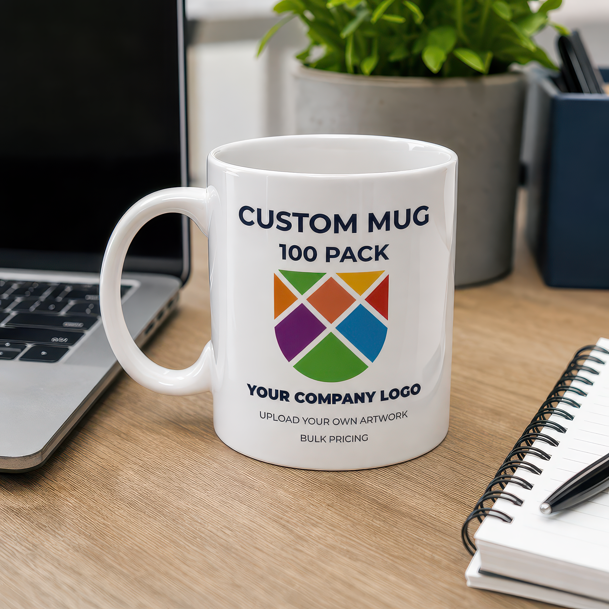 Personalised Company Logo Ceramic Mug Pack of 100 - alternative view