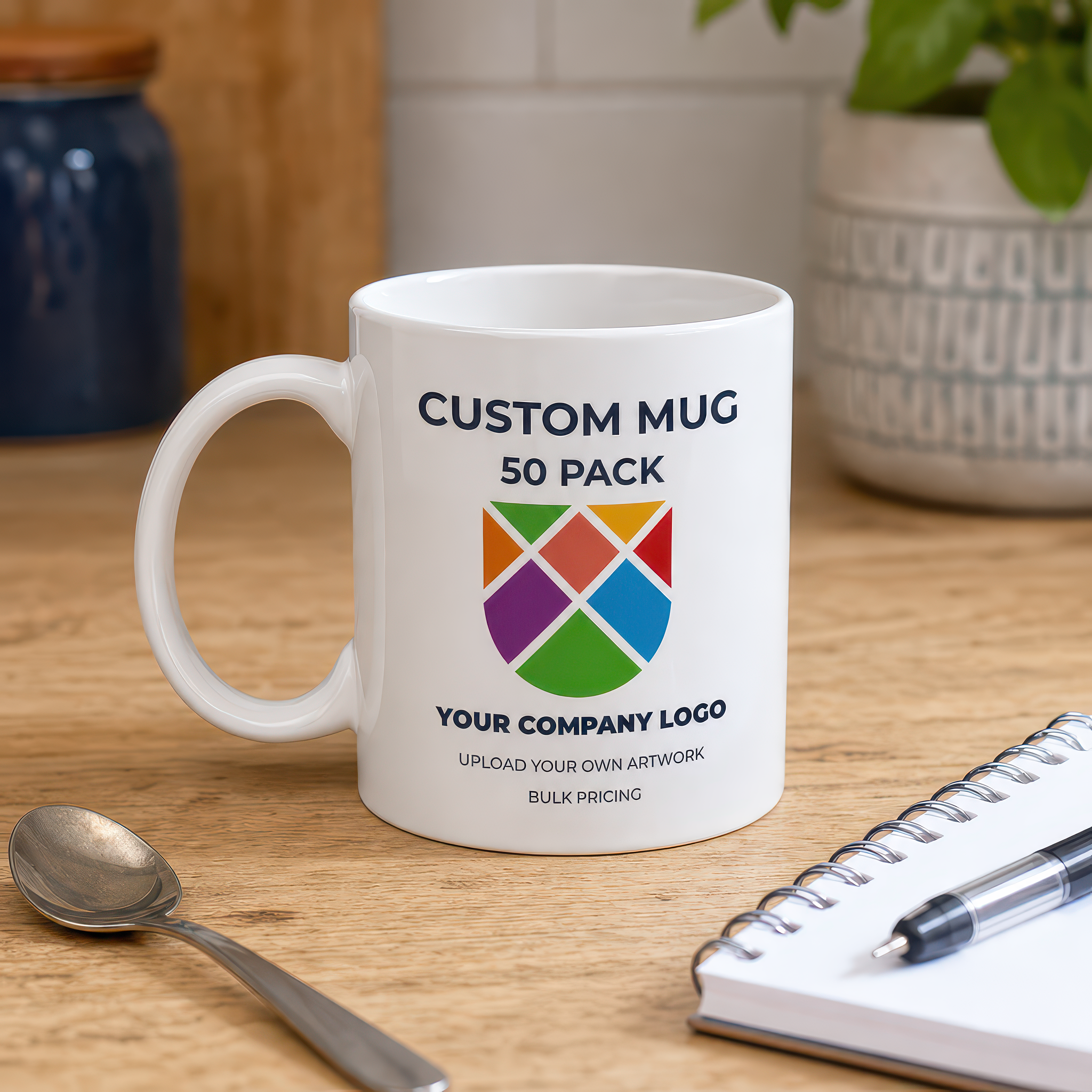 Personalised Company Logo Ceramic Mug Pack of 50 - alternative view