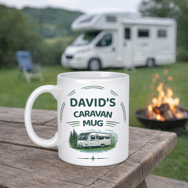 Personalised Caravan Gift Ceramic Mug with Name