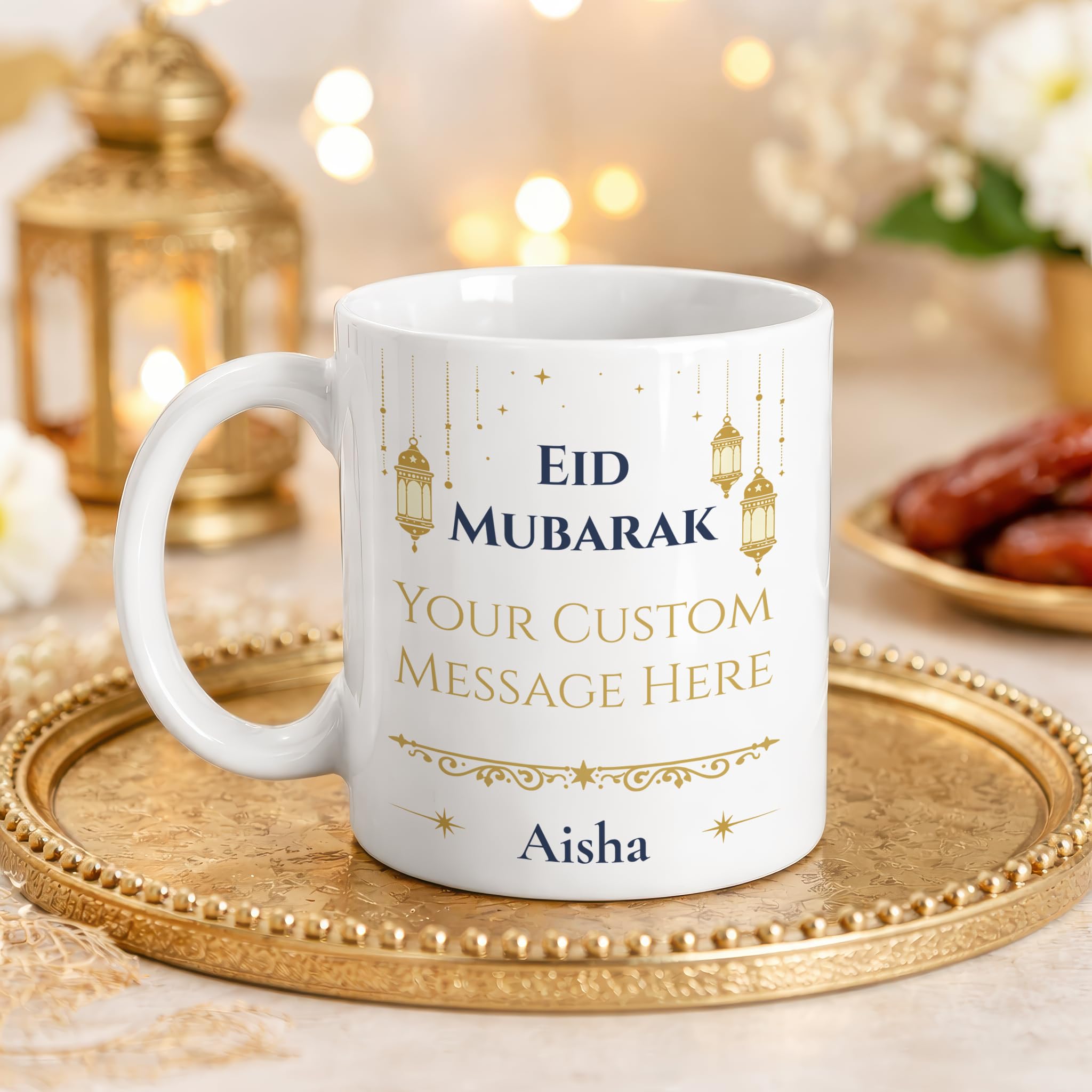 Personalised Eid Mubarak Lantern Mug with Message and Name