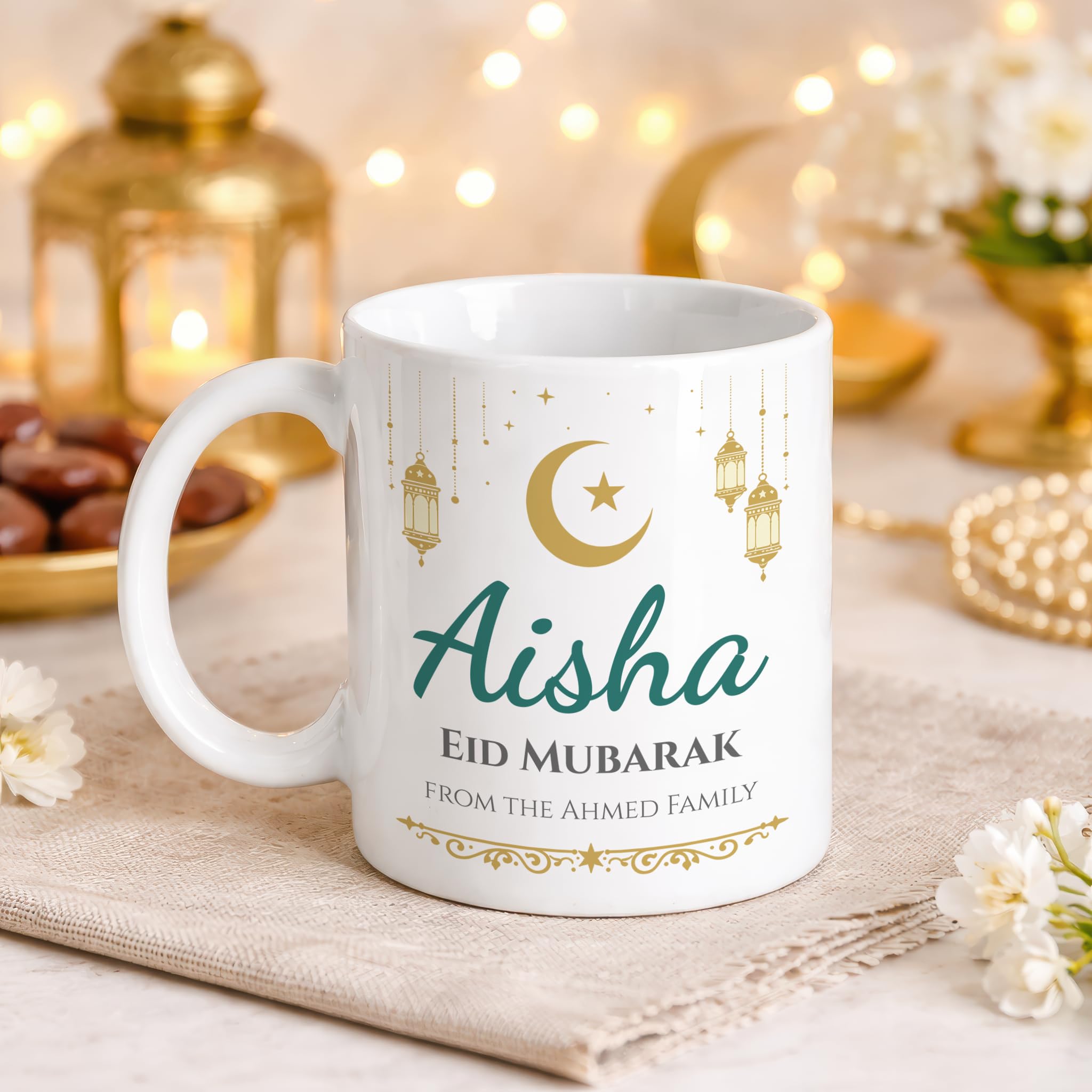 Personalised Eid Mubarak Lantern Mug with Name and Message