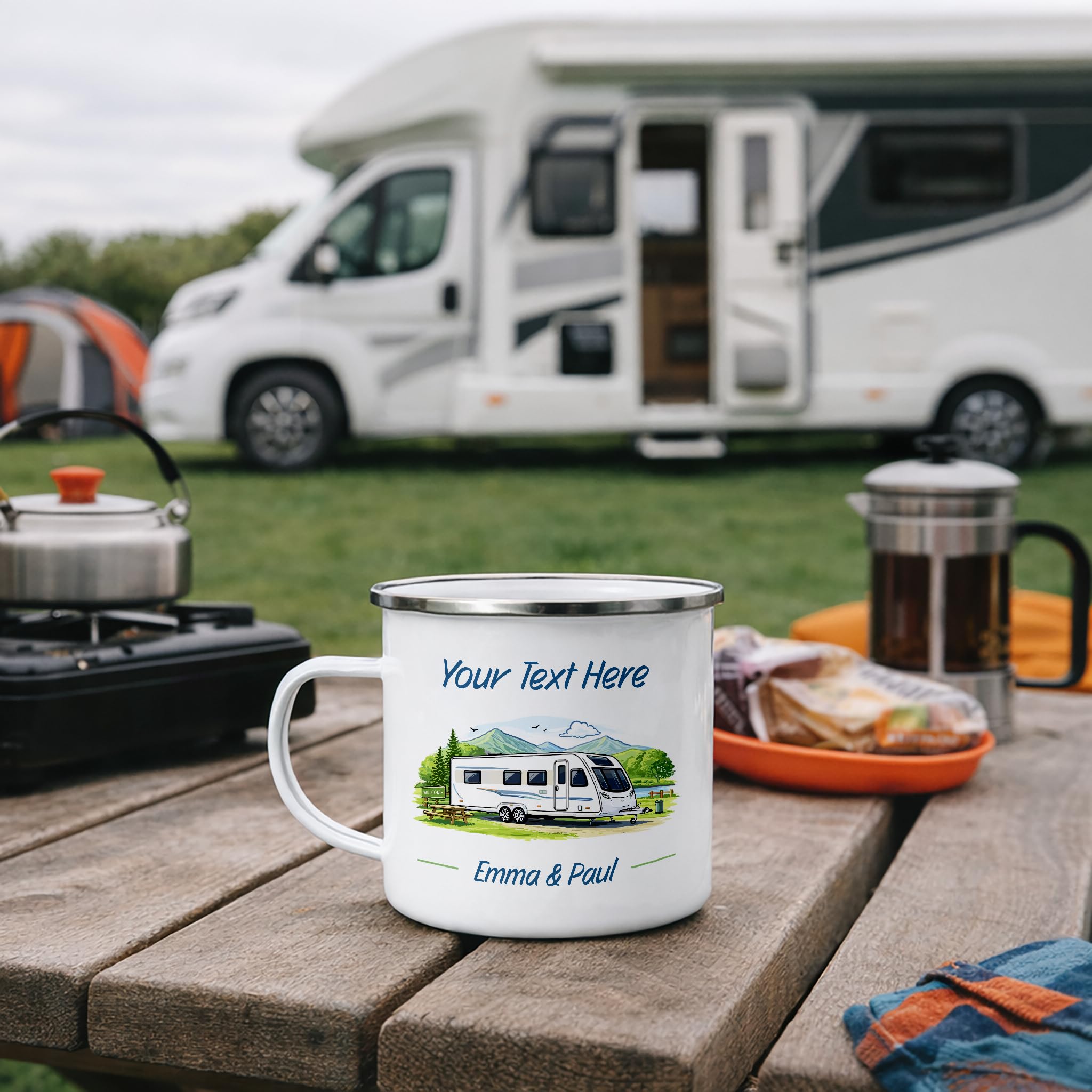Personalised Twin Axle Custom Colour Mug with Name and Text