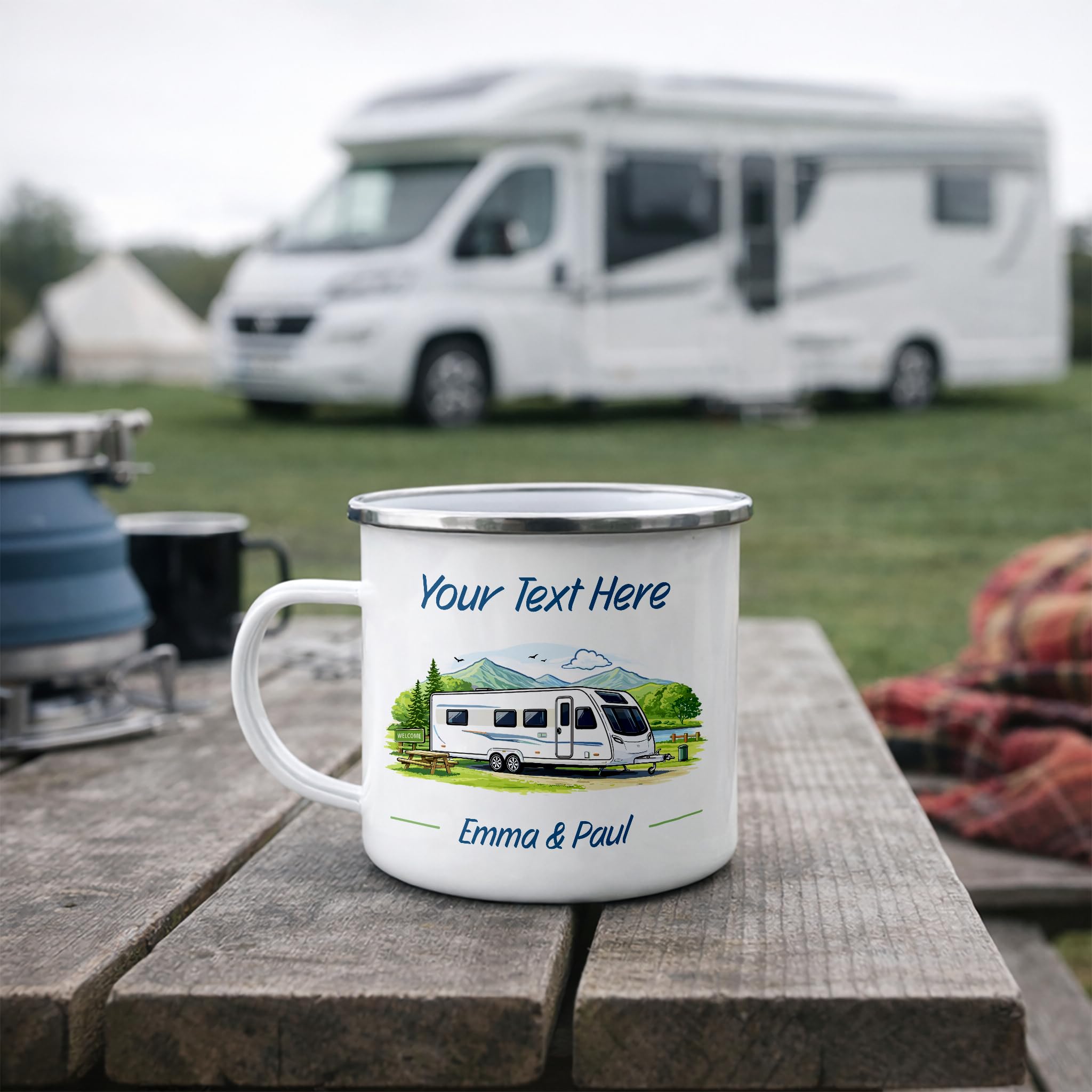 Personalised Twin Axle Custom Colour Mug with Name and Text