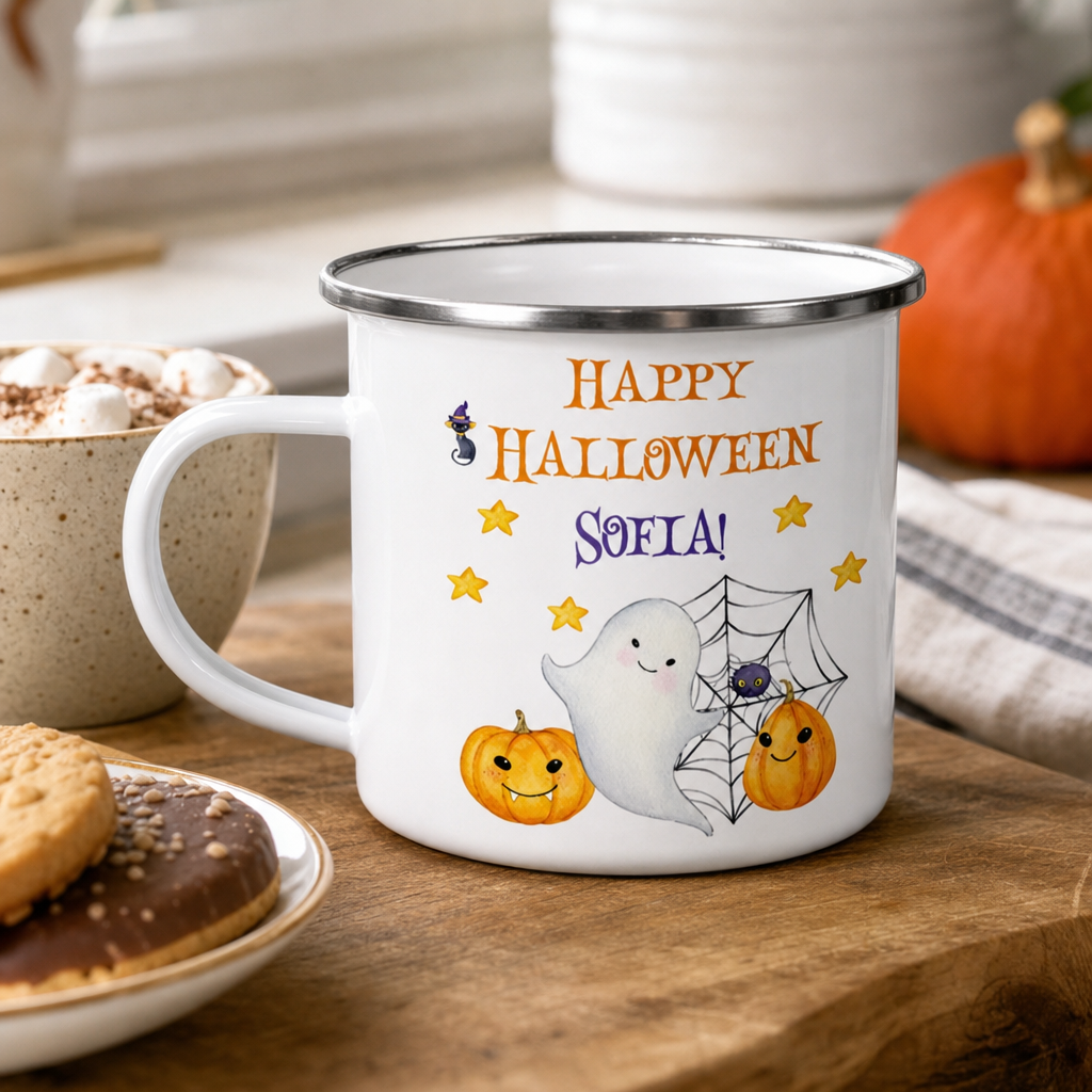 Personalised Ghost Enamel Mug