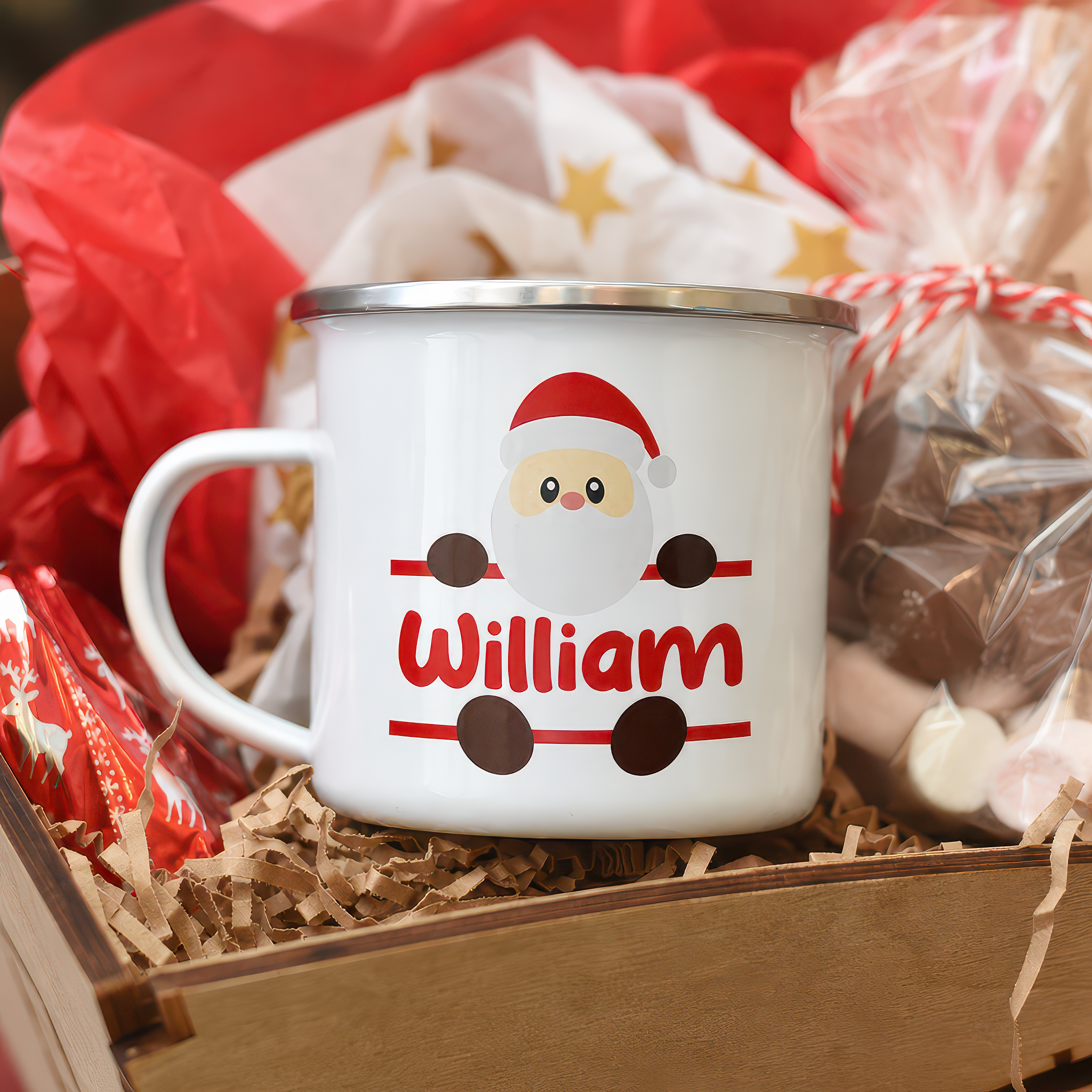 Personalised Christmas Enamel Name Mug - alternative view