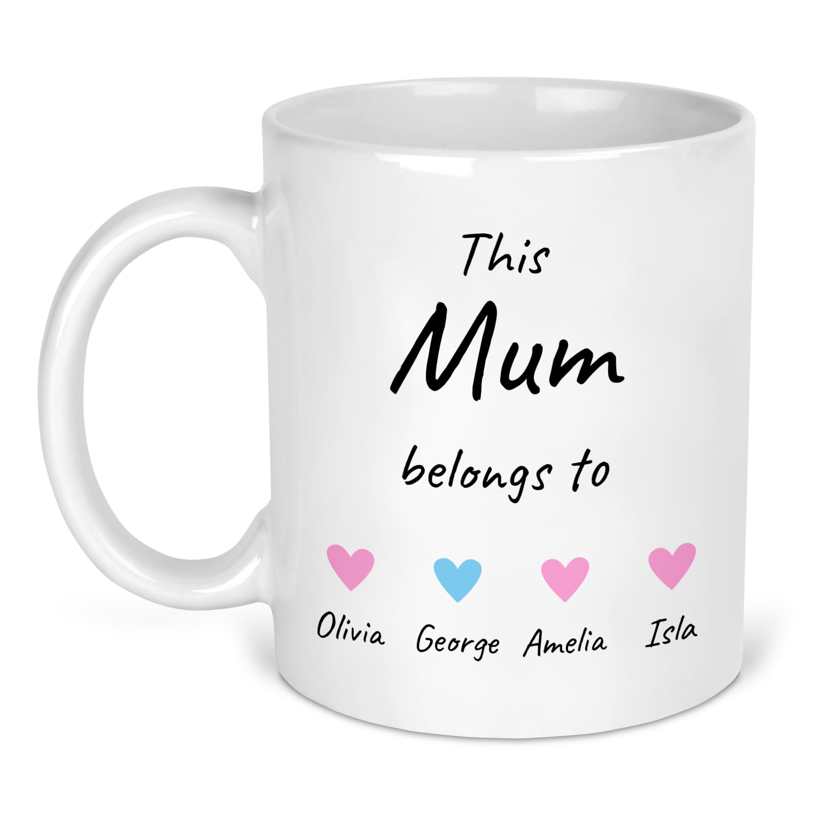 Personalised This Mum Belongs To Mug with Title and Names