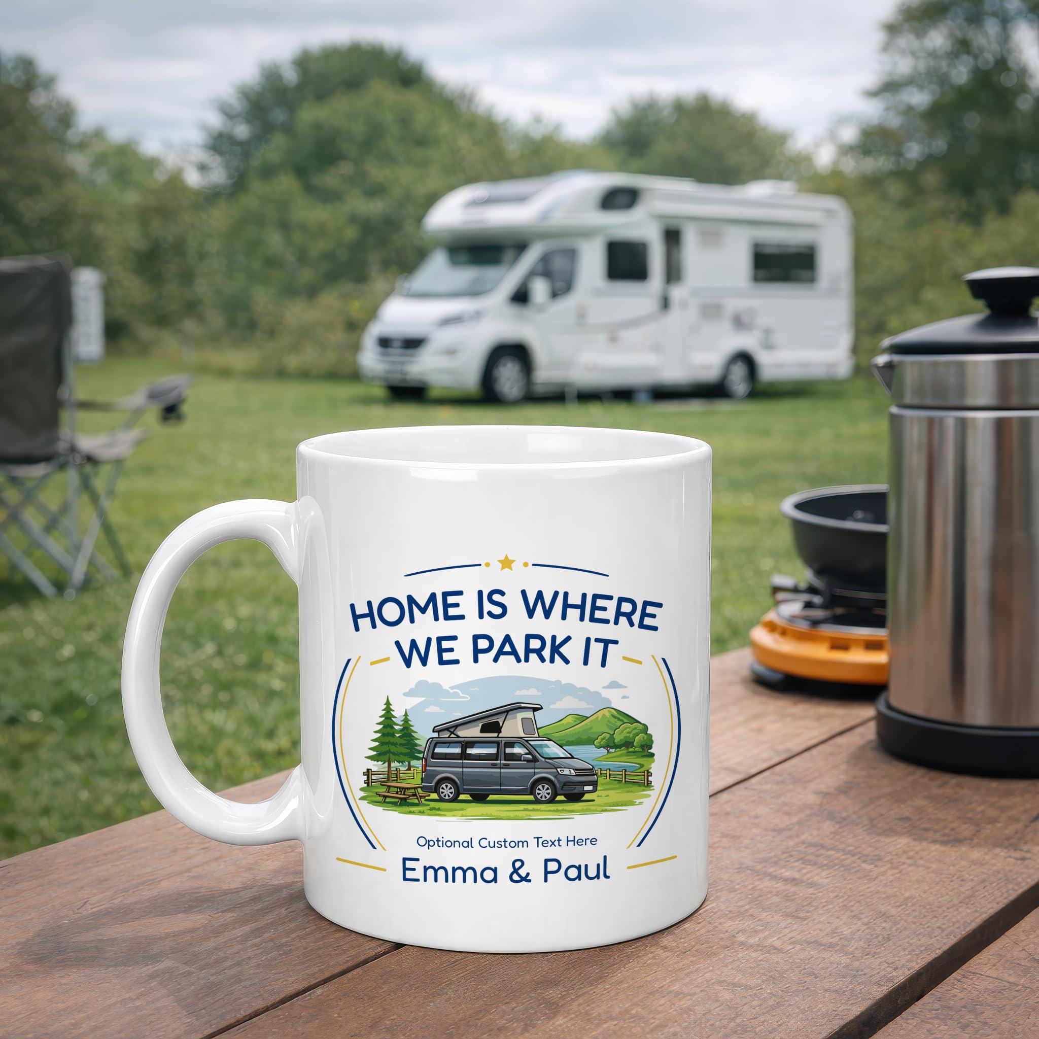 Personalised Panel Van Home Is Where We Park It Ceramic Mug with Name