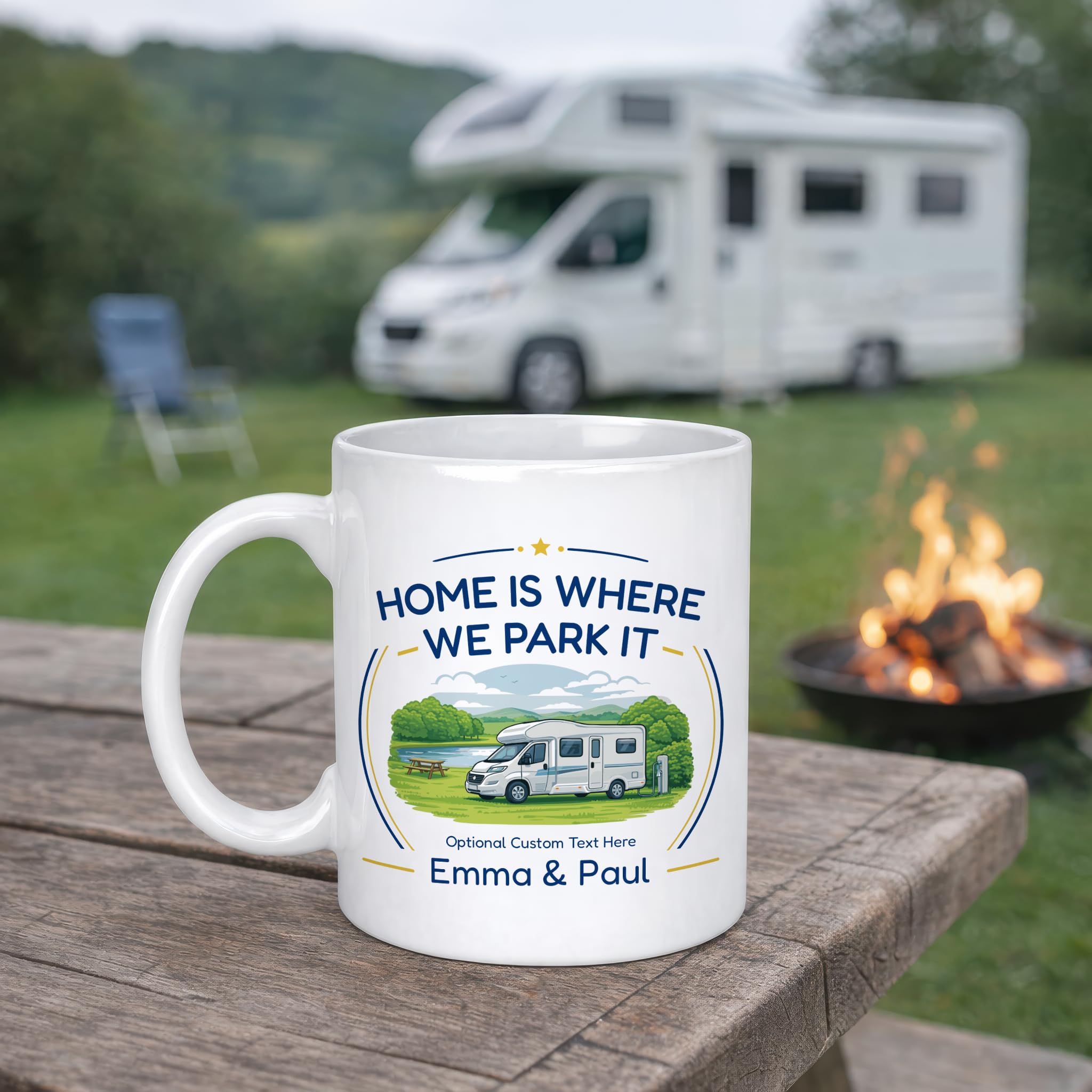 Personalised Low Profile Home Is Where We Park It Ceramic Mug with Name