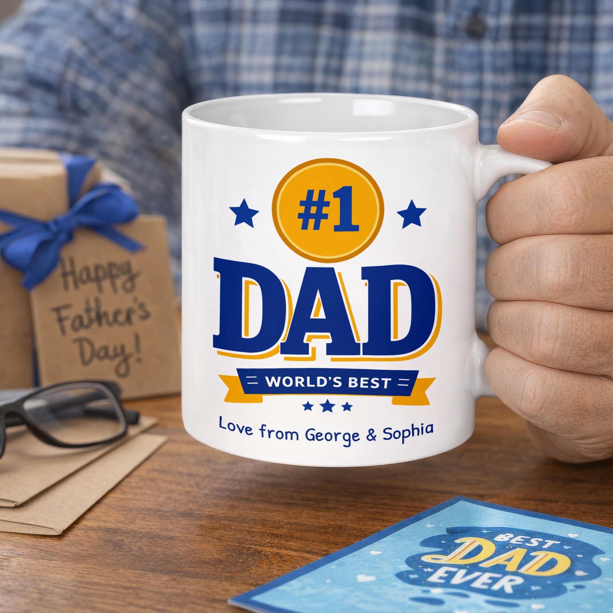 Personalised Number 1 Dad Trophy Mug with Names