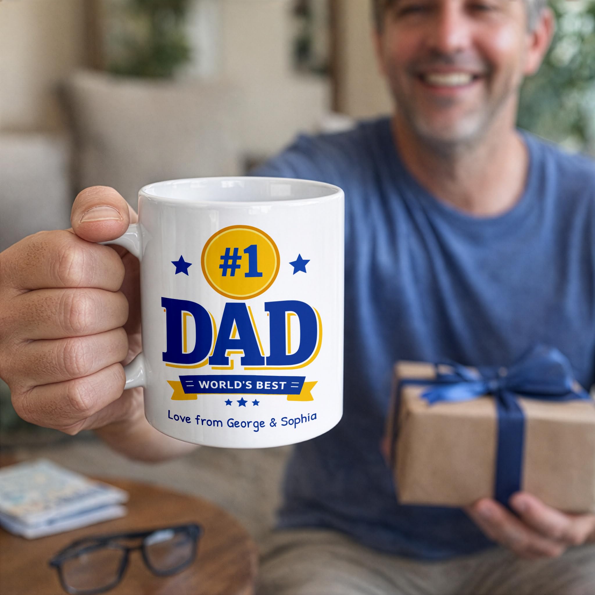 Personalised Number 1 Dad Trophy Mug with Names