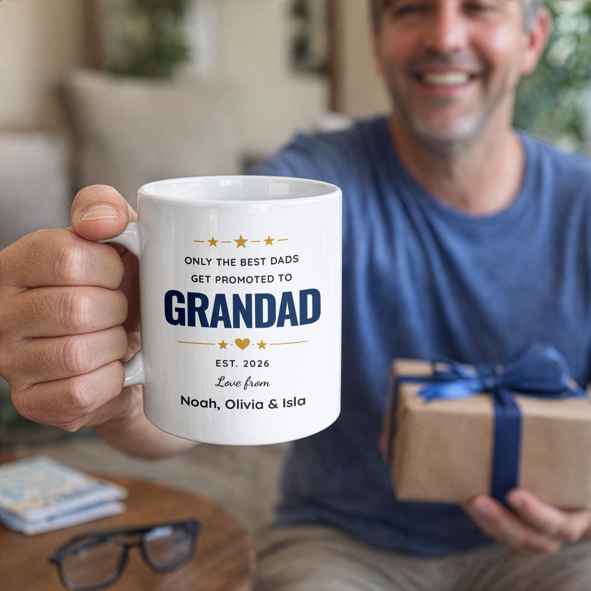 Personalised Promoted to Grandad Mug with Names and Year