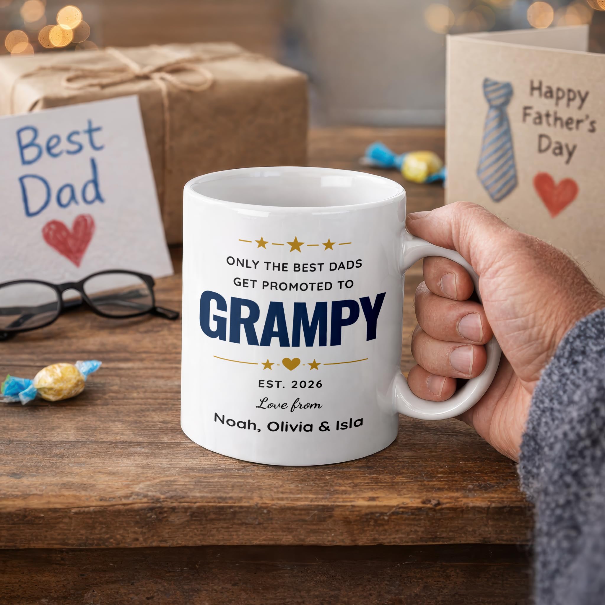 Personalised Only the Best Dads Get Promoted to Grampy Mug