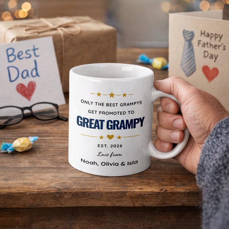 Personalised Only the Best Grampys Get Promoted to Great Grampy Mug