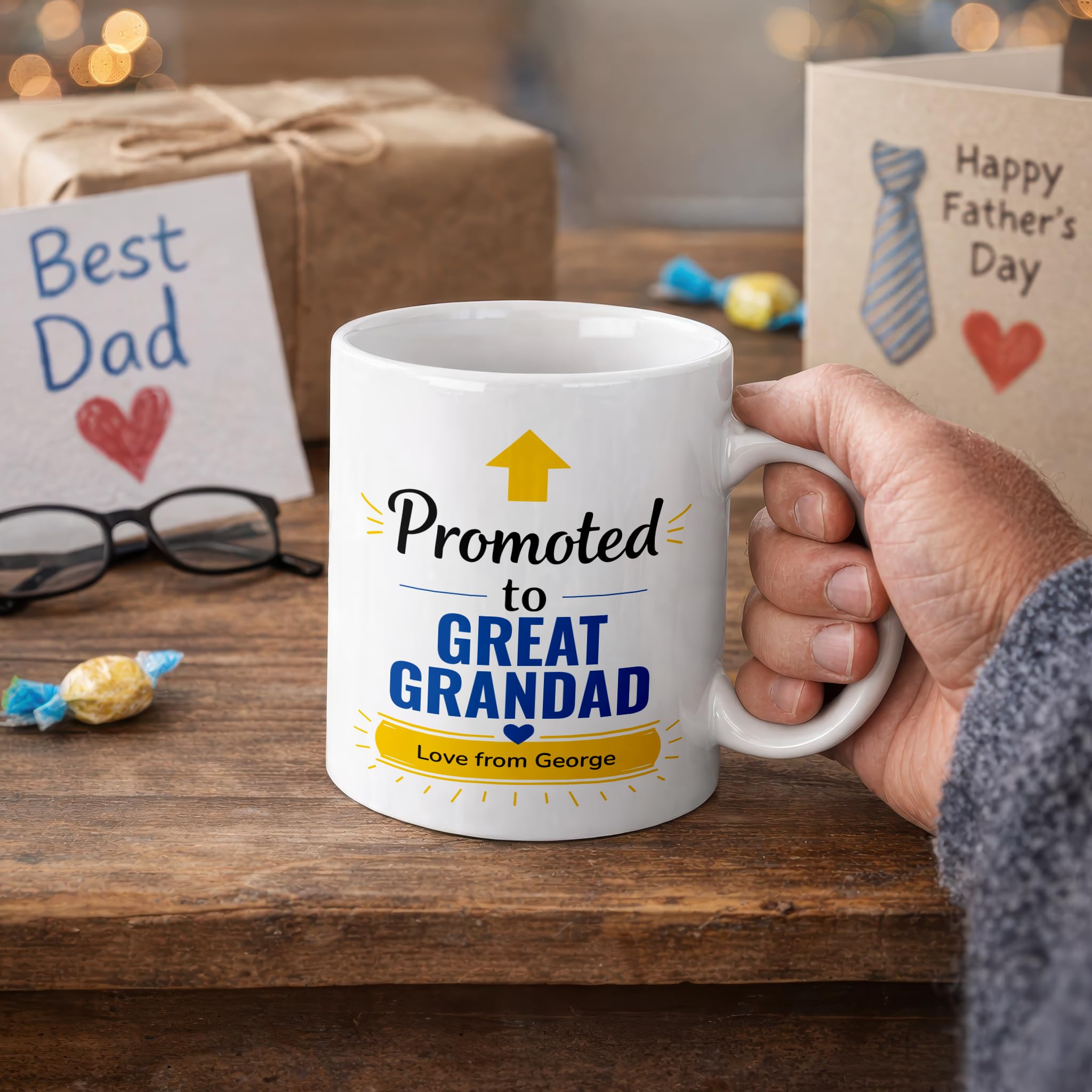 Personalised Promoted to Great Grandad Mug with Name