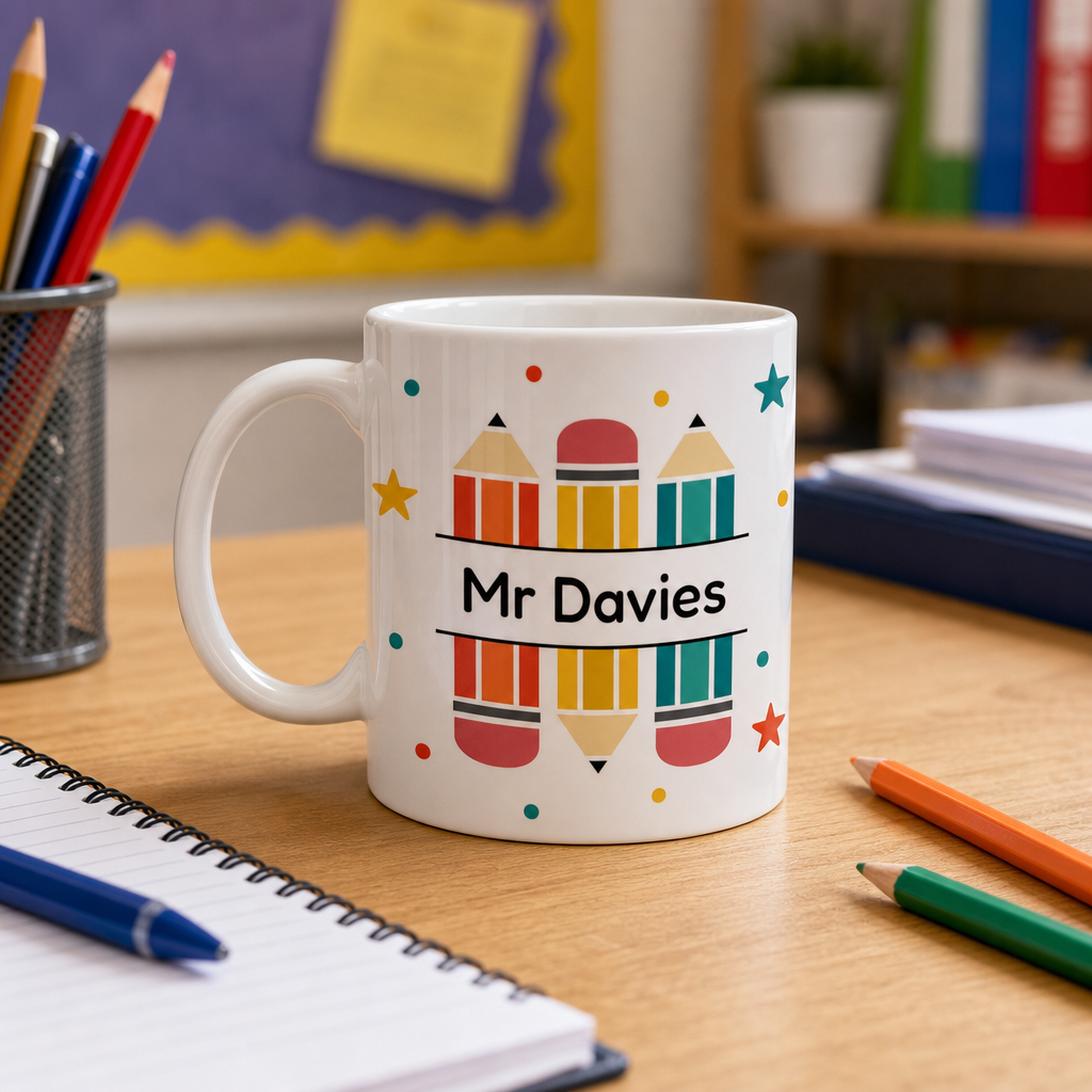Personalised Pencils Teacher Mug with Name