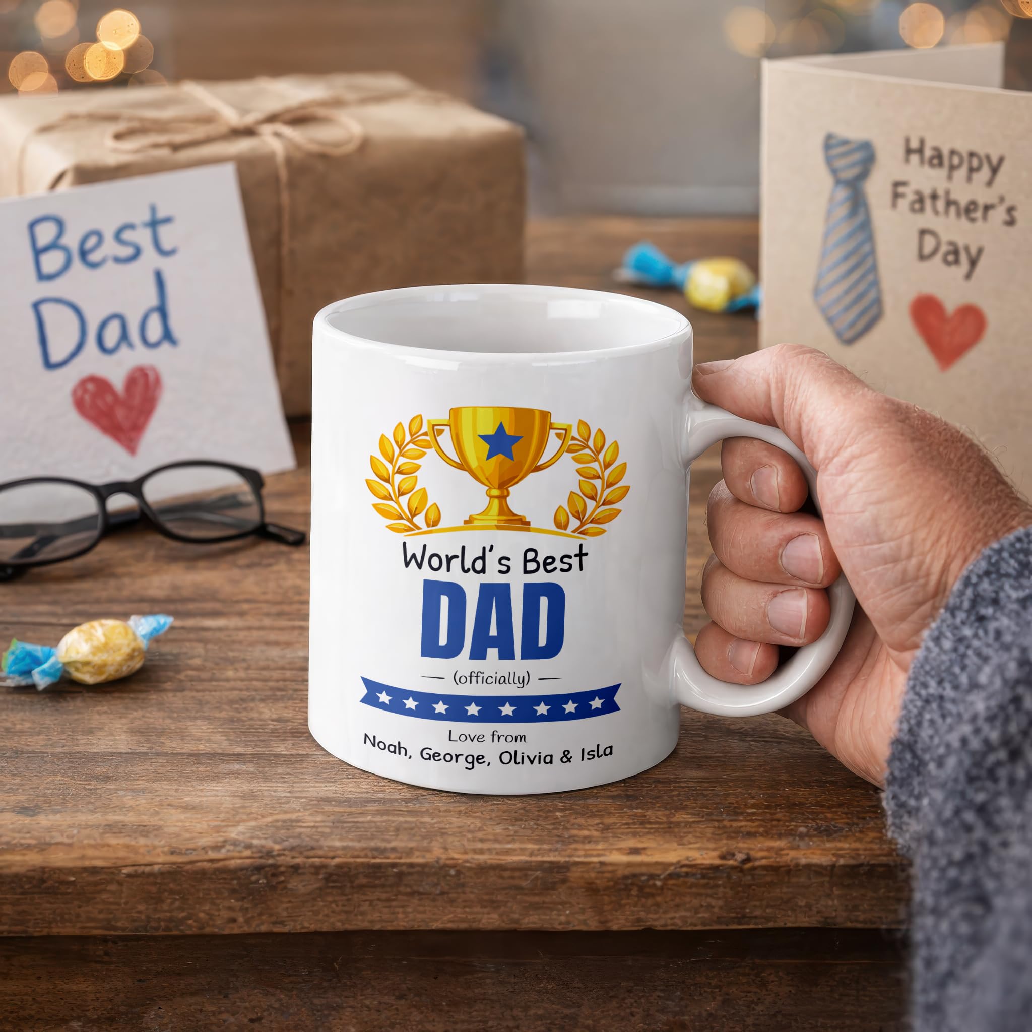 Personalised Worlds Best Dad Mug with Names