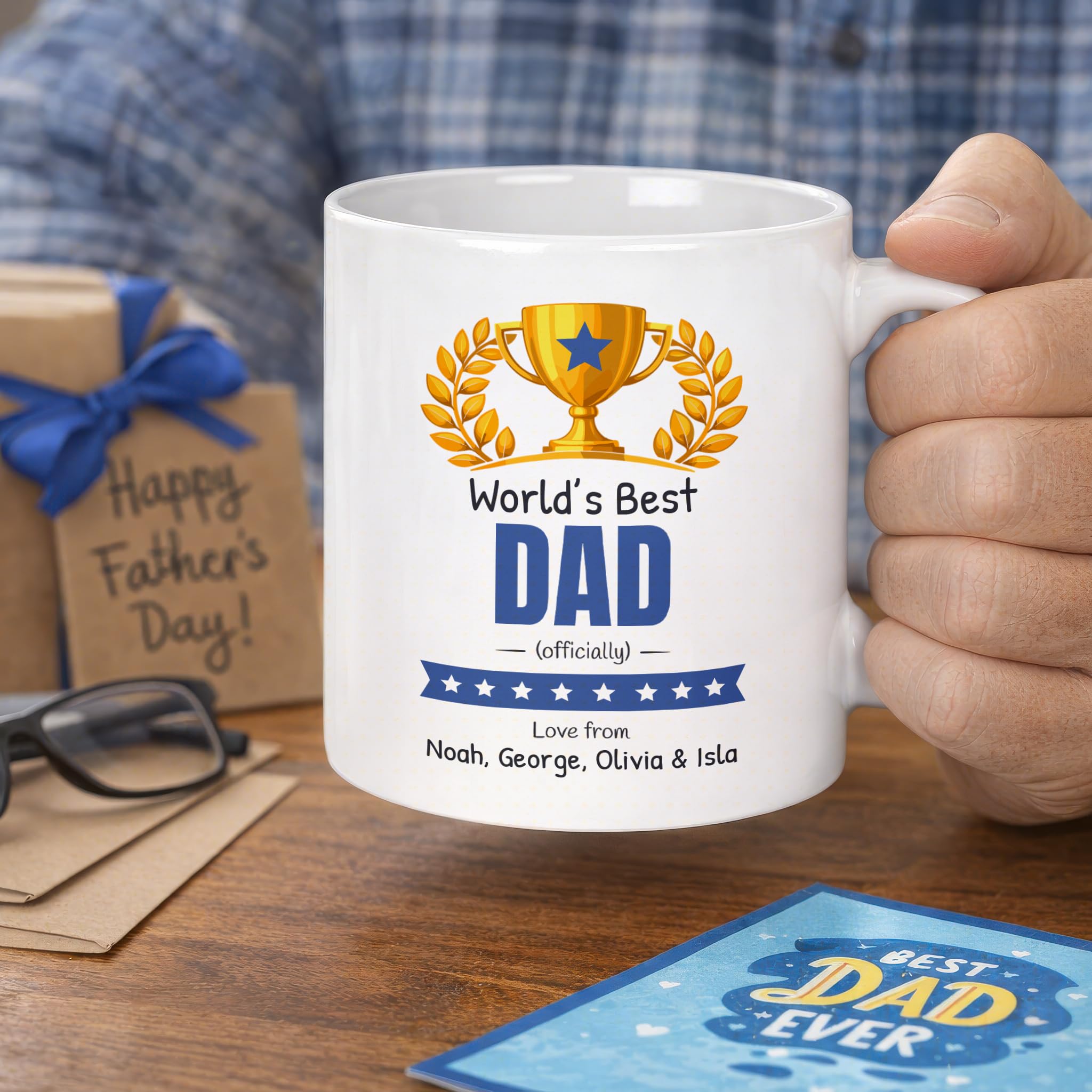 Personalised Worlds Best Dad Mug with Names