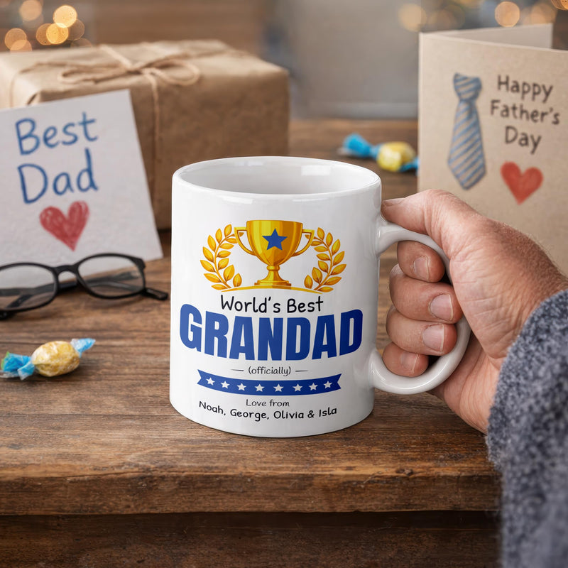 Personalised Worlds Best Grandad Mug with Names