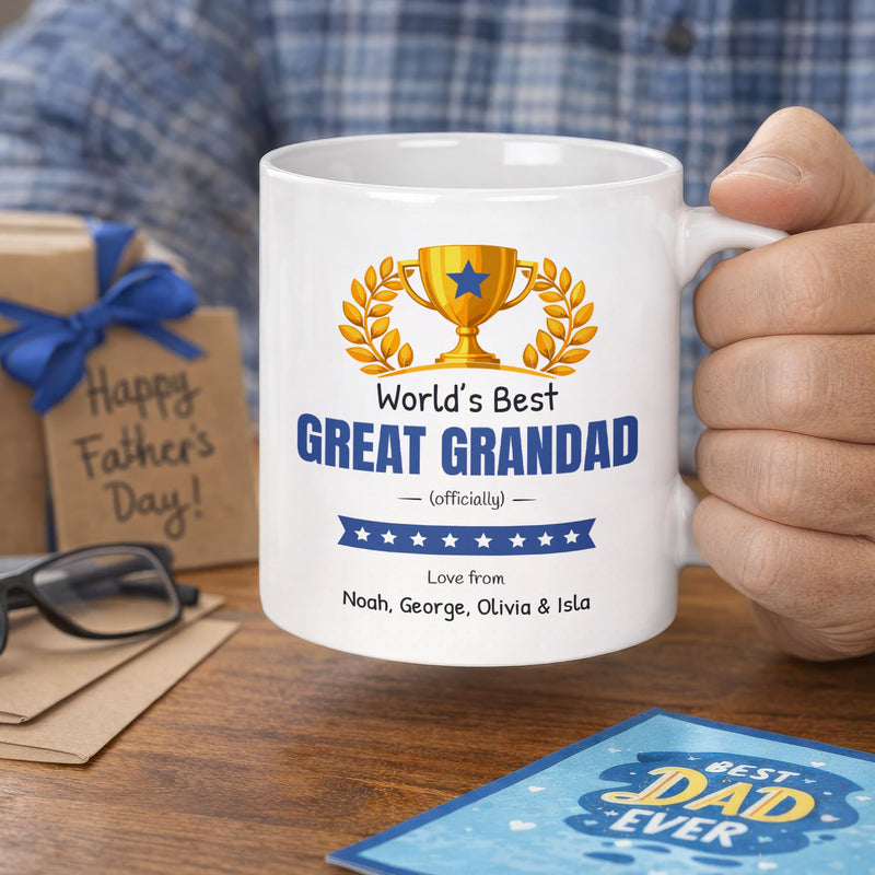 Personalised Worlds Best Great Grandad Mug with Names