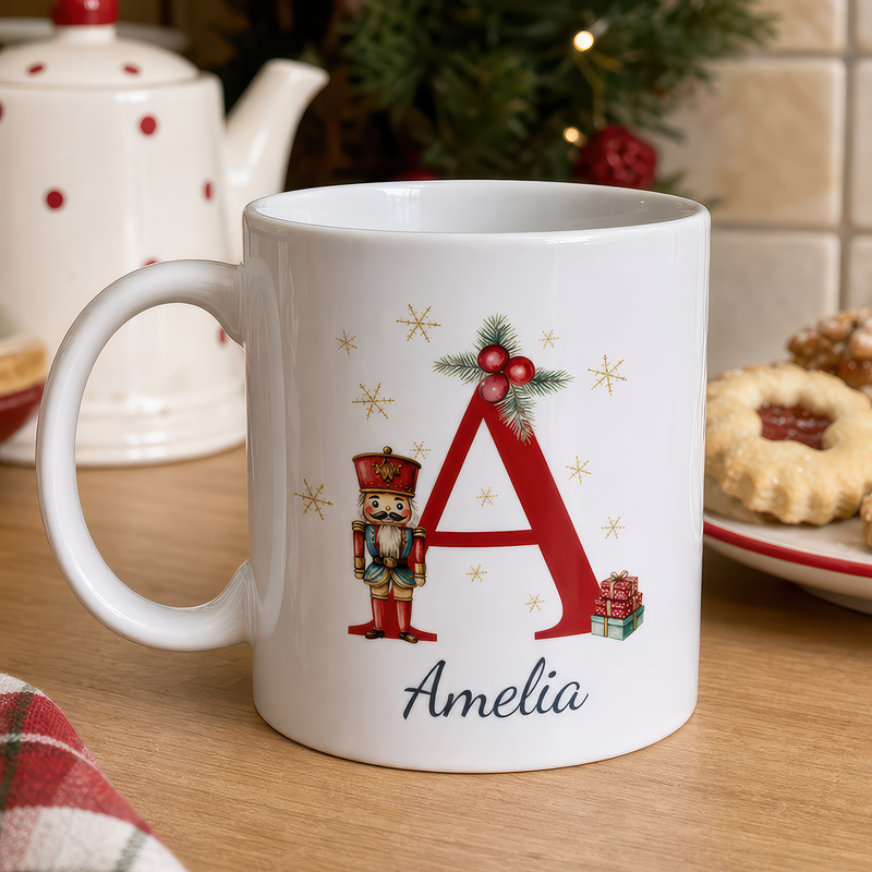 Personalised Nutcracker Initial Christmas Mug with Name - alternative view