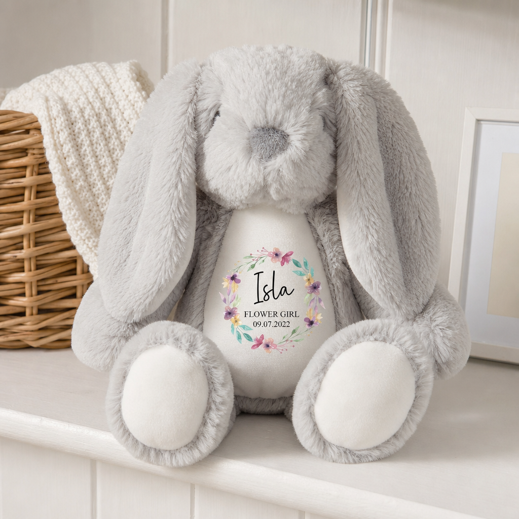 Personalised Bunny Rabbit Soft Toy for Flower Girl with Name