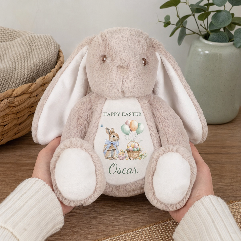 Personalised Easter Bunny Soft Toy with Name - First Easter Keepsake Plush