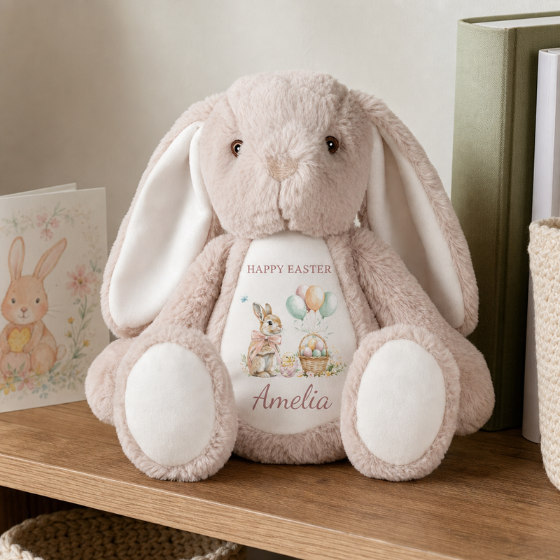 Personalised Easter Bunny Photo Soft Toy - Pink