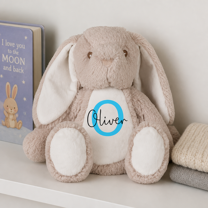 Personalised Bunny Rabbit Soft Toy - Name And Initial Keepsake Teddy - Baby Gi