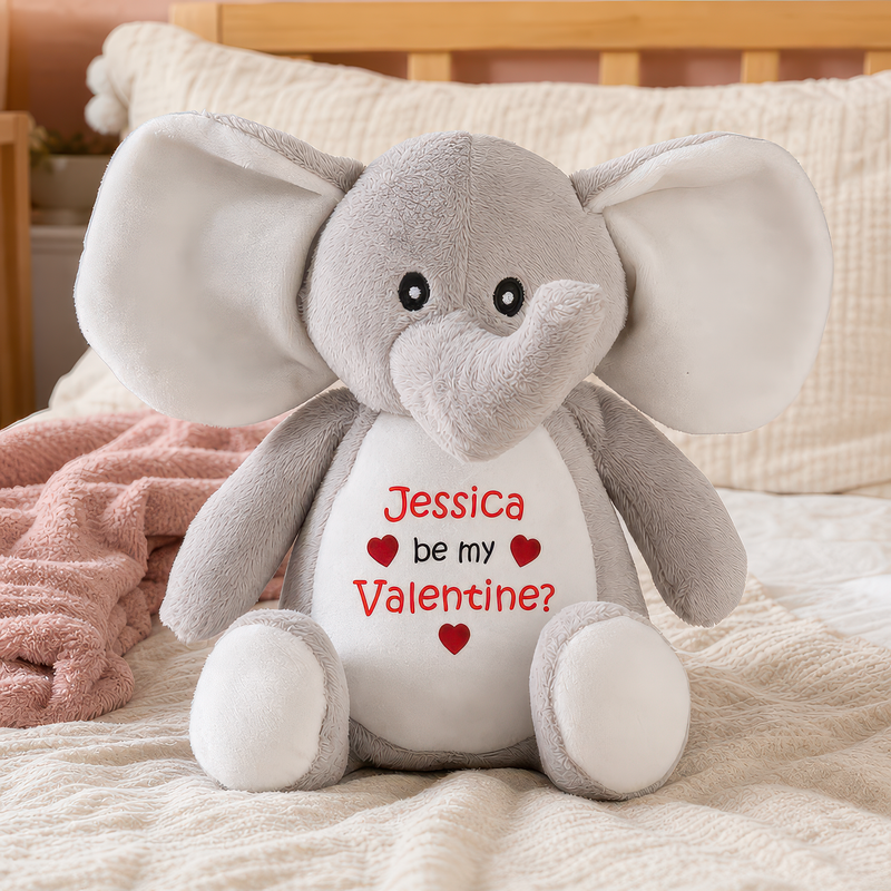 Personalised Elephant Be My Valentine Soft Toy with Name - alternative view