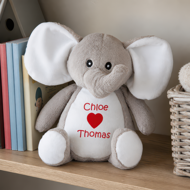 Personalised Elephant Valentine Soft Toy with Names - alternative view