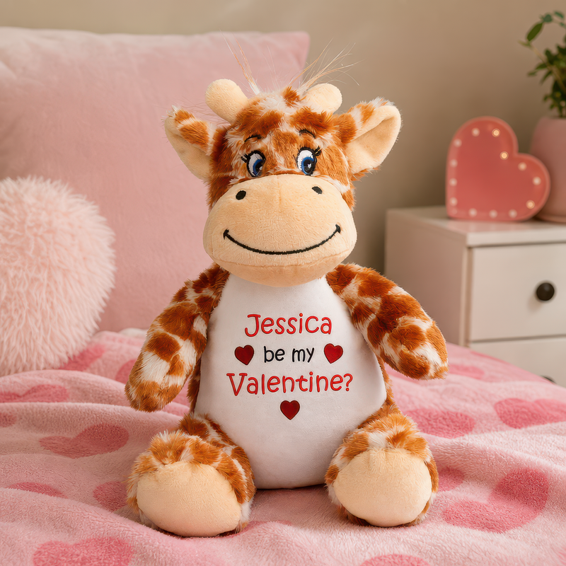 Personalised Giraffe Be My Valentine Soft Toy with Name - alternative view