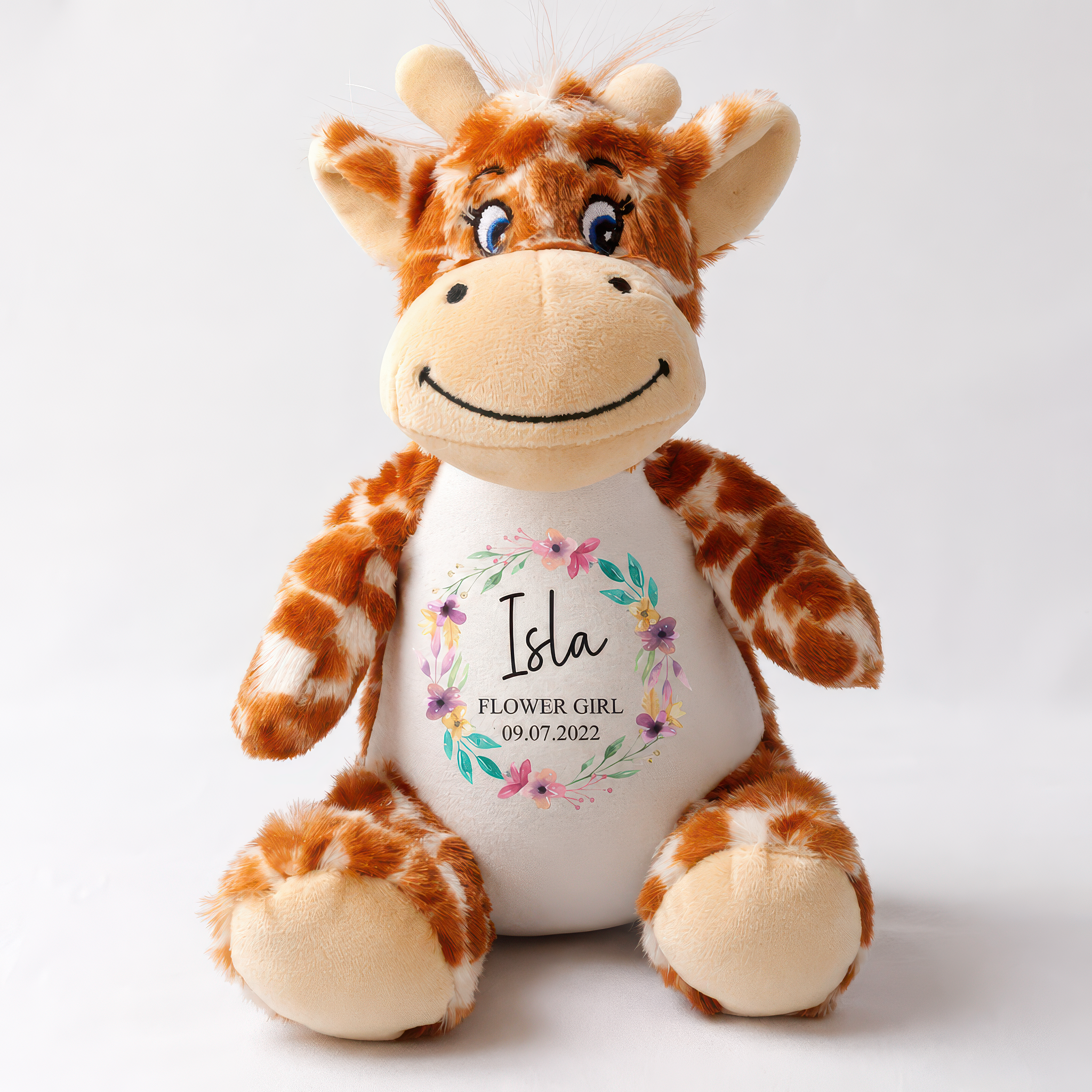 Personalised Giraffe Soft Toy for Flower Girl with Name - alternative view